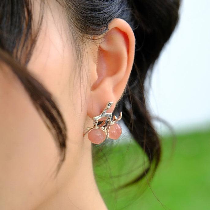 Natural Agate Double Peaches Earrings - Uniqvibe