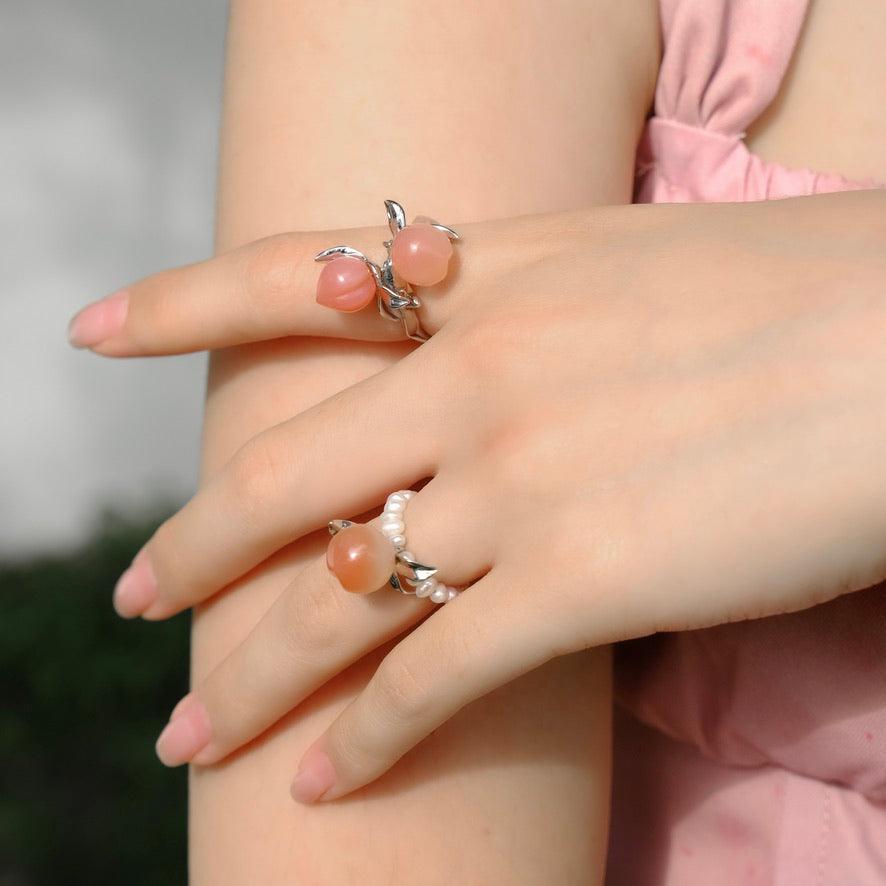 Natural Agate Double Peaches Ring - Uniqvibe