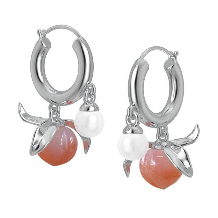 Natural Agate Peach Pearl Earrings - Uniqvibe