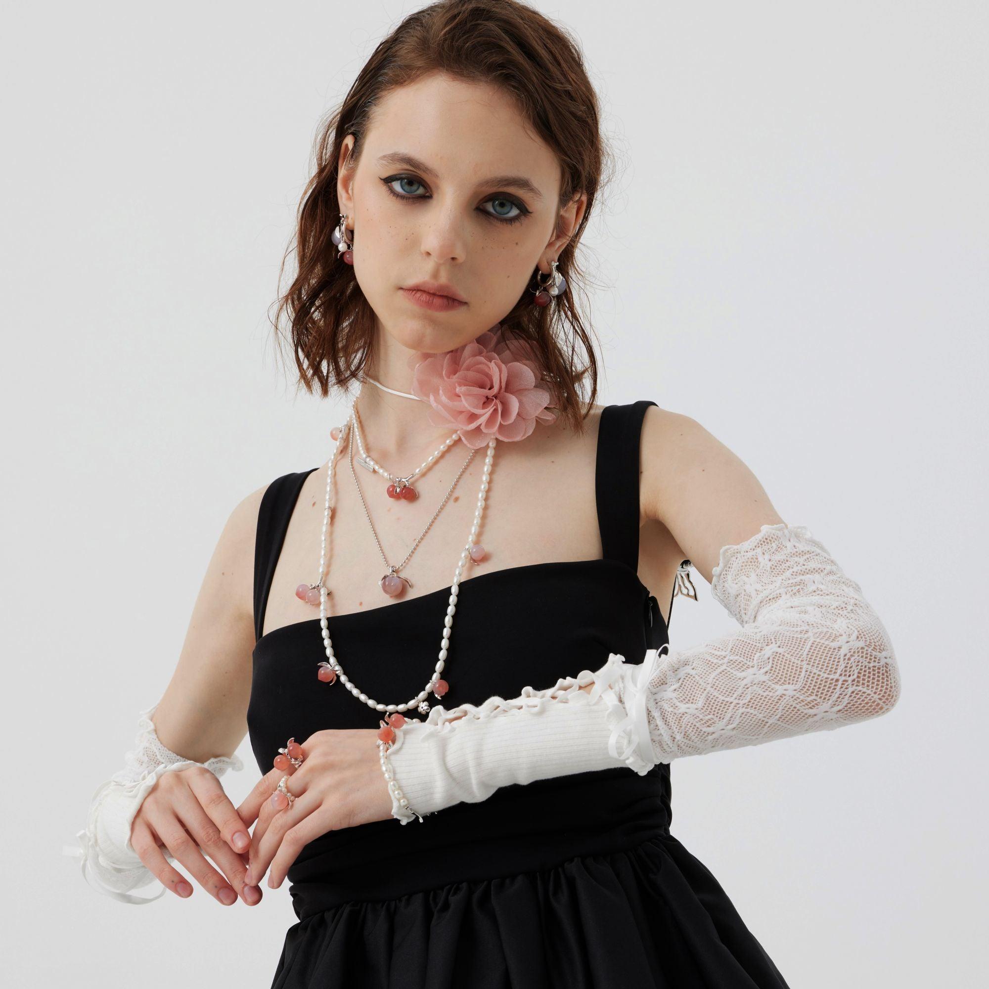 Natural Agate Peach Pearl Necklace - Uniqvibe