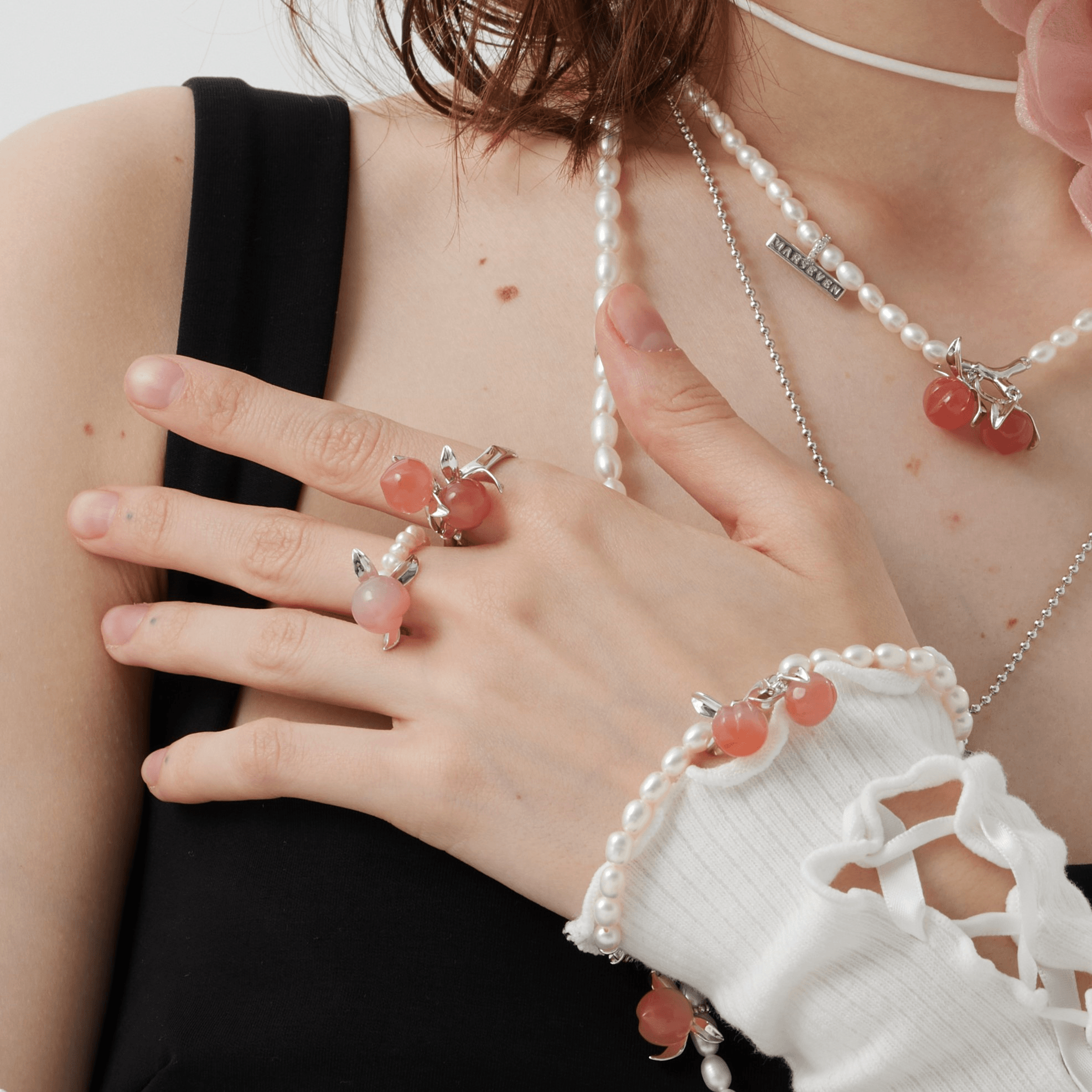 Natural Agate Peaches Pearl Bracelet - Uniqvibe