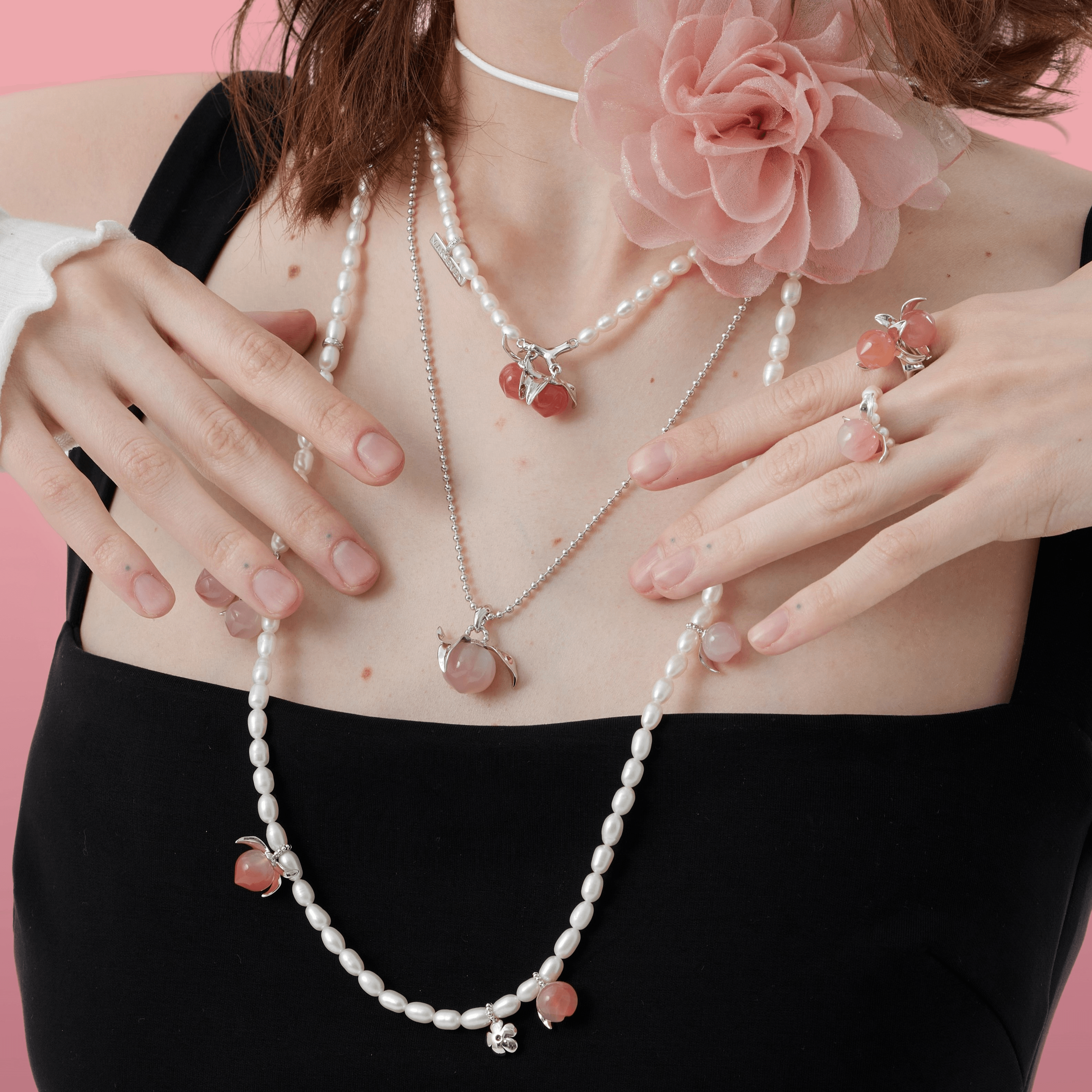 Natural Agate Single Peach Necklace - Uniqvibe