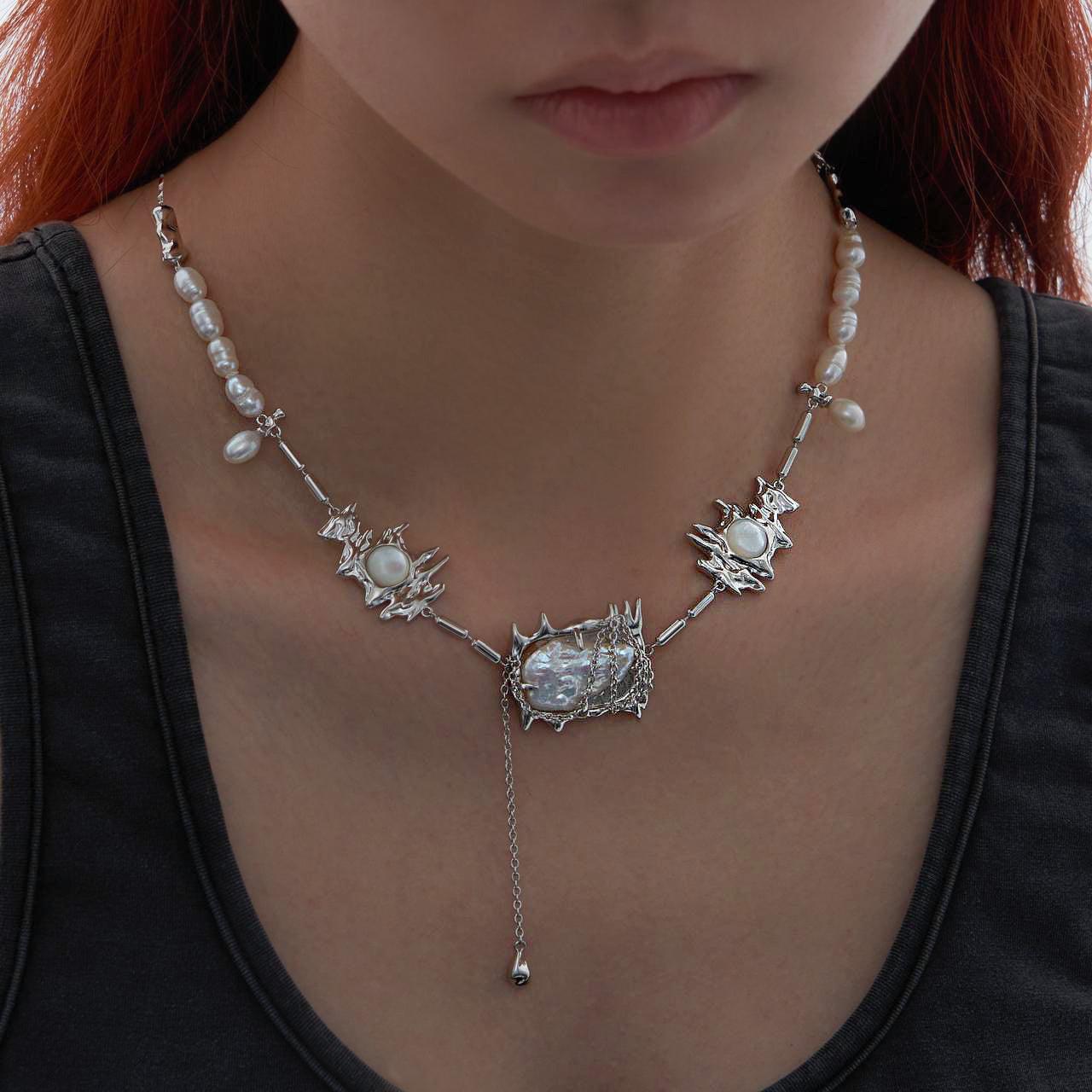 Natural Baroque Pearl and Shell Necklace - Uniqvibe