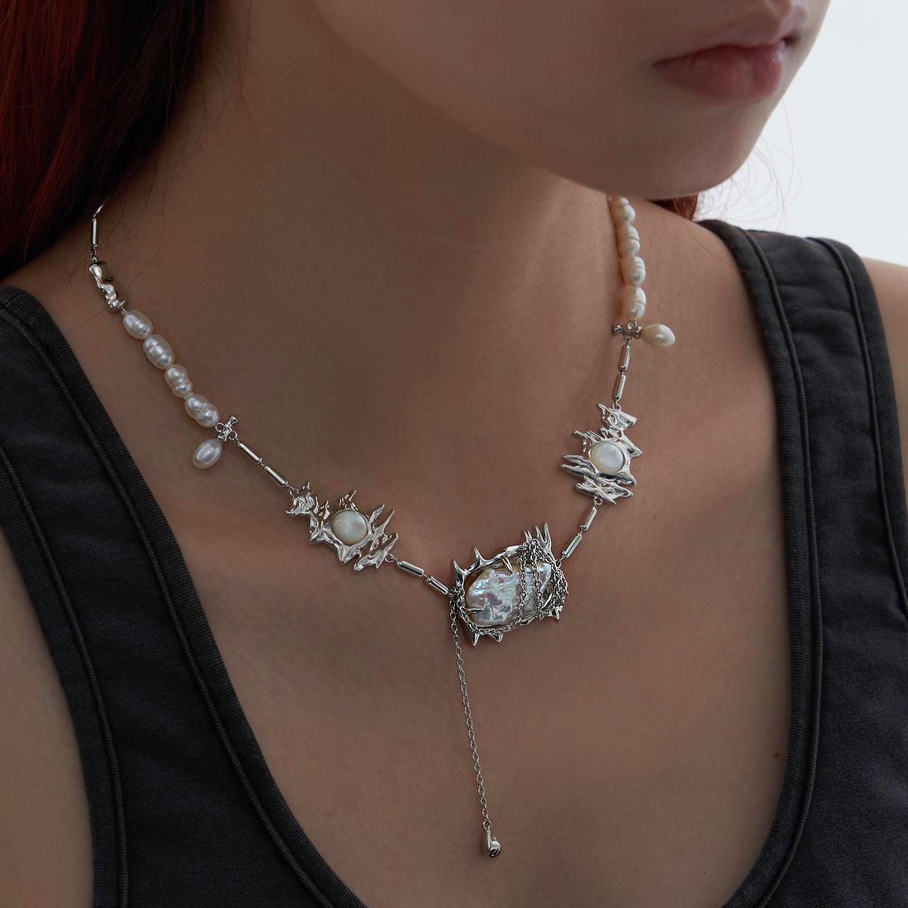 Natural Baroque Pearl and Shell Necklace - Uniqvibe