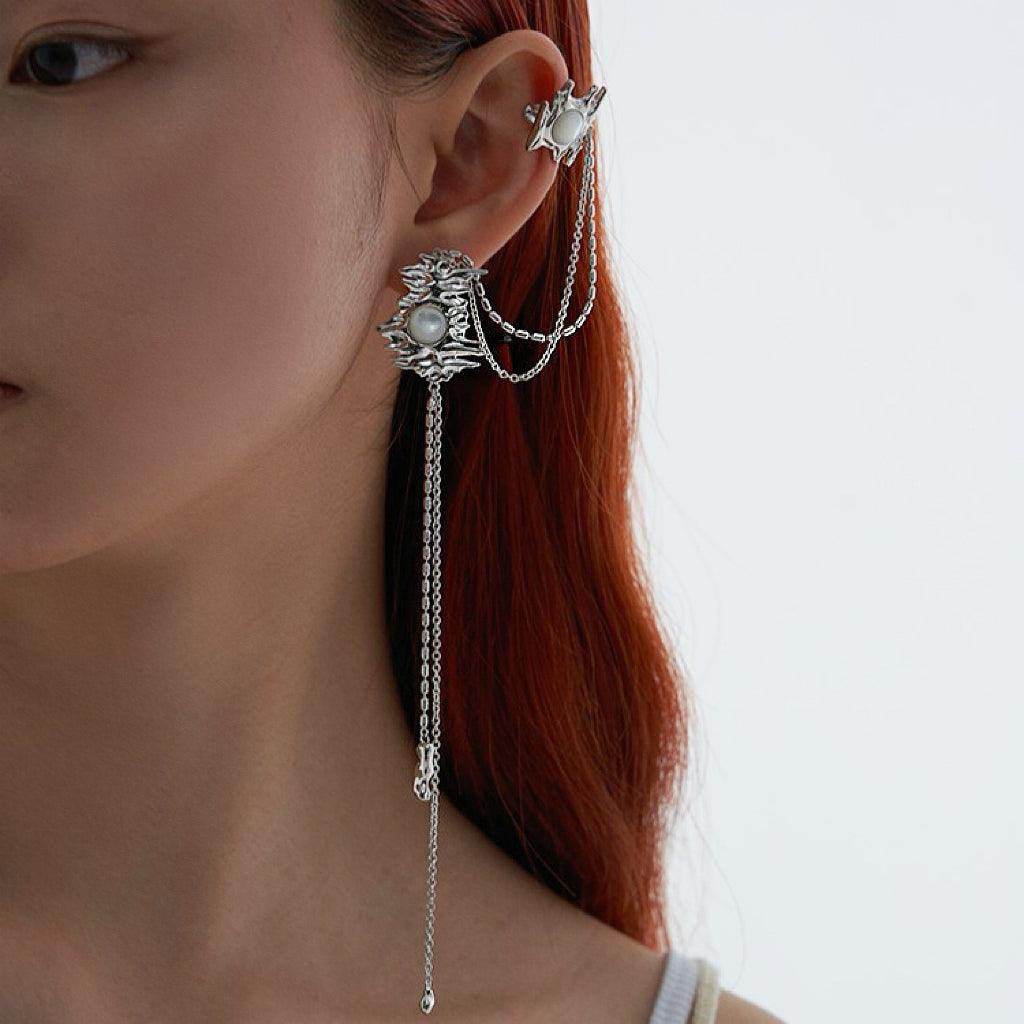 Natural Shell Liquid Metal Chain Earrings - Uniqvibe