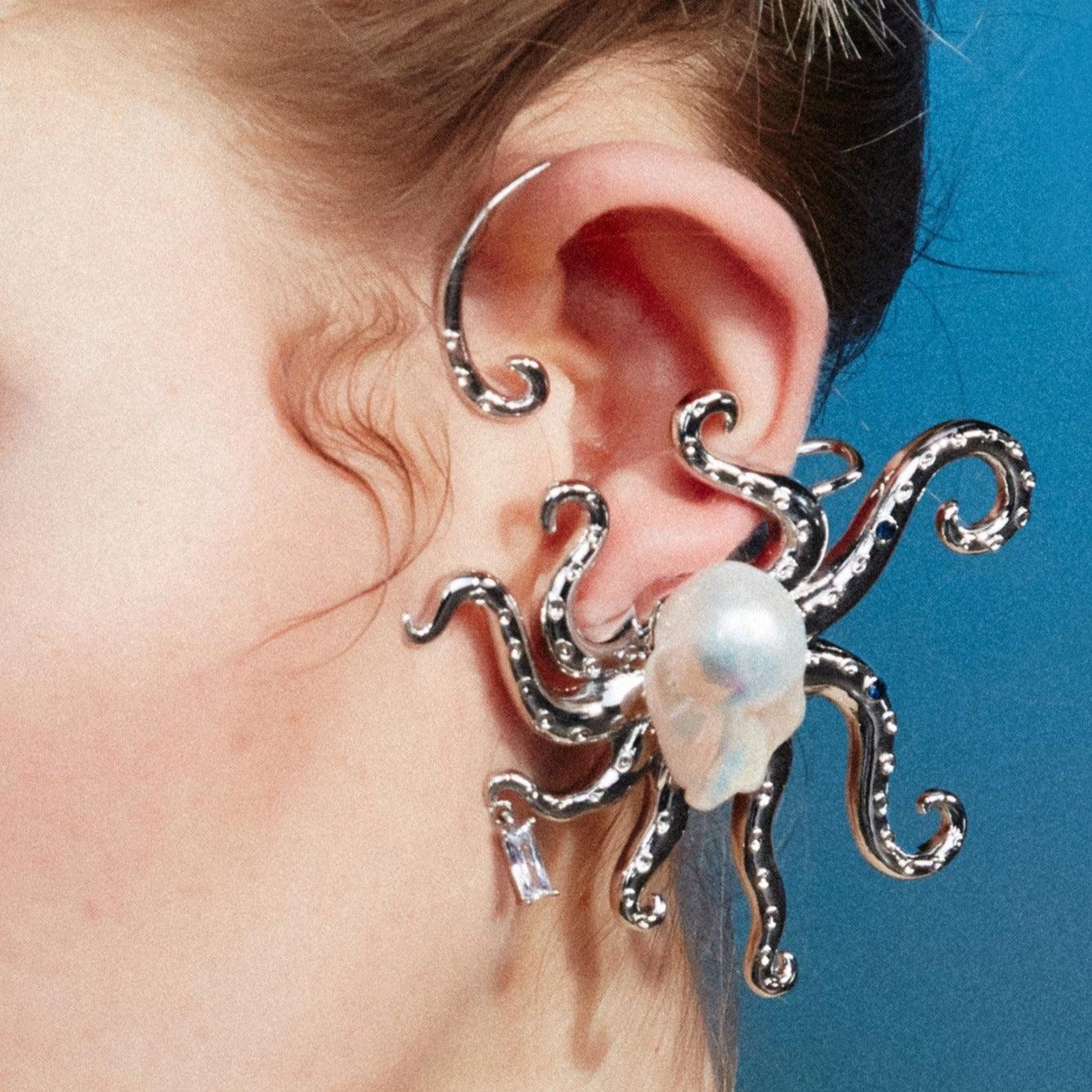 Octopus Baroque Pearl Ear Cuff - Uniqvibe