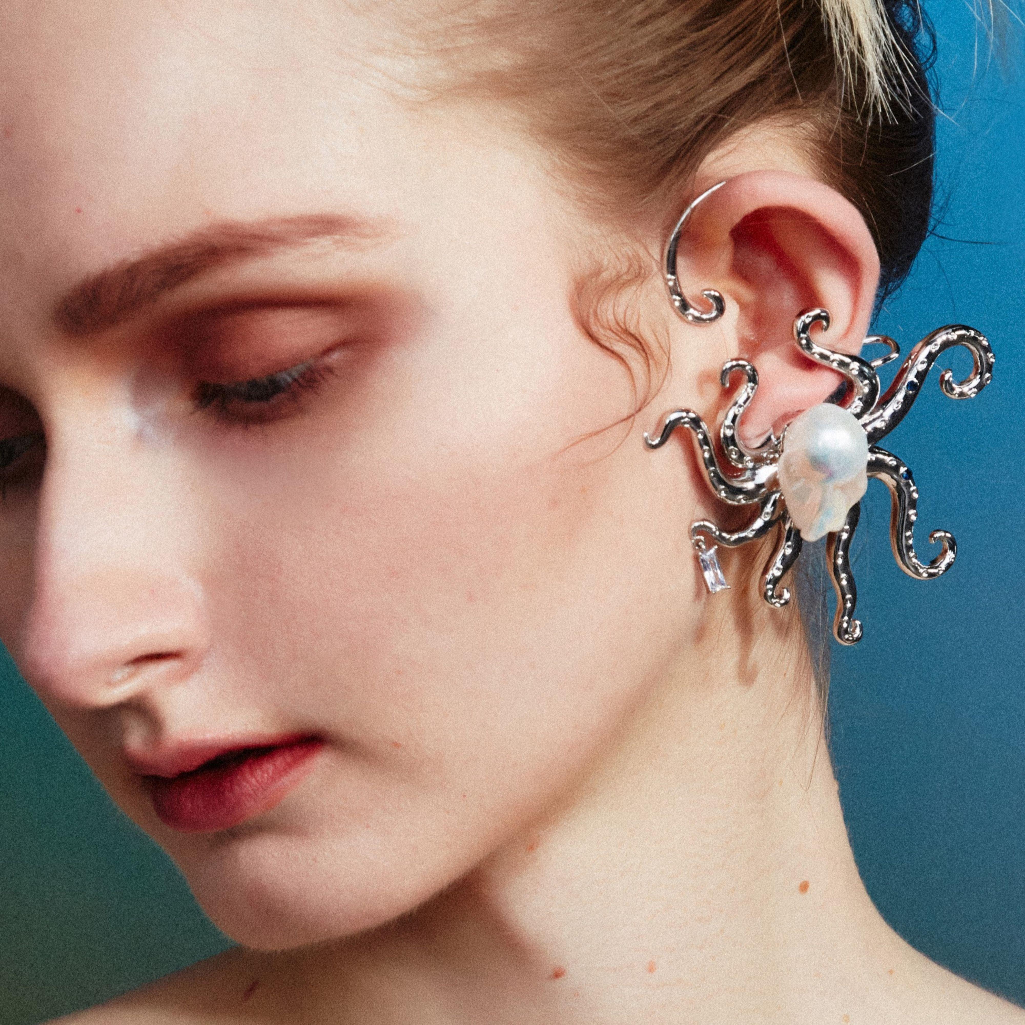 Octopus Baroque Pearl Ear Cuff - Uniqvibe