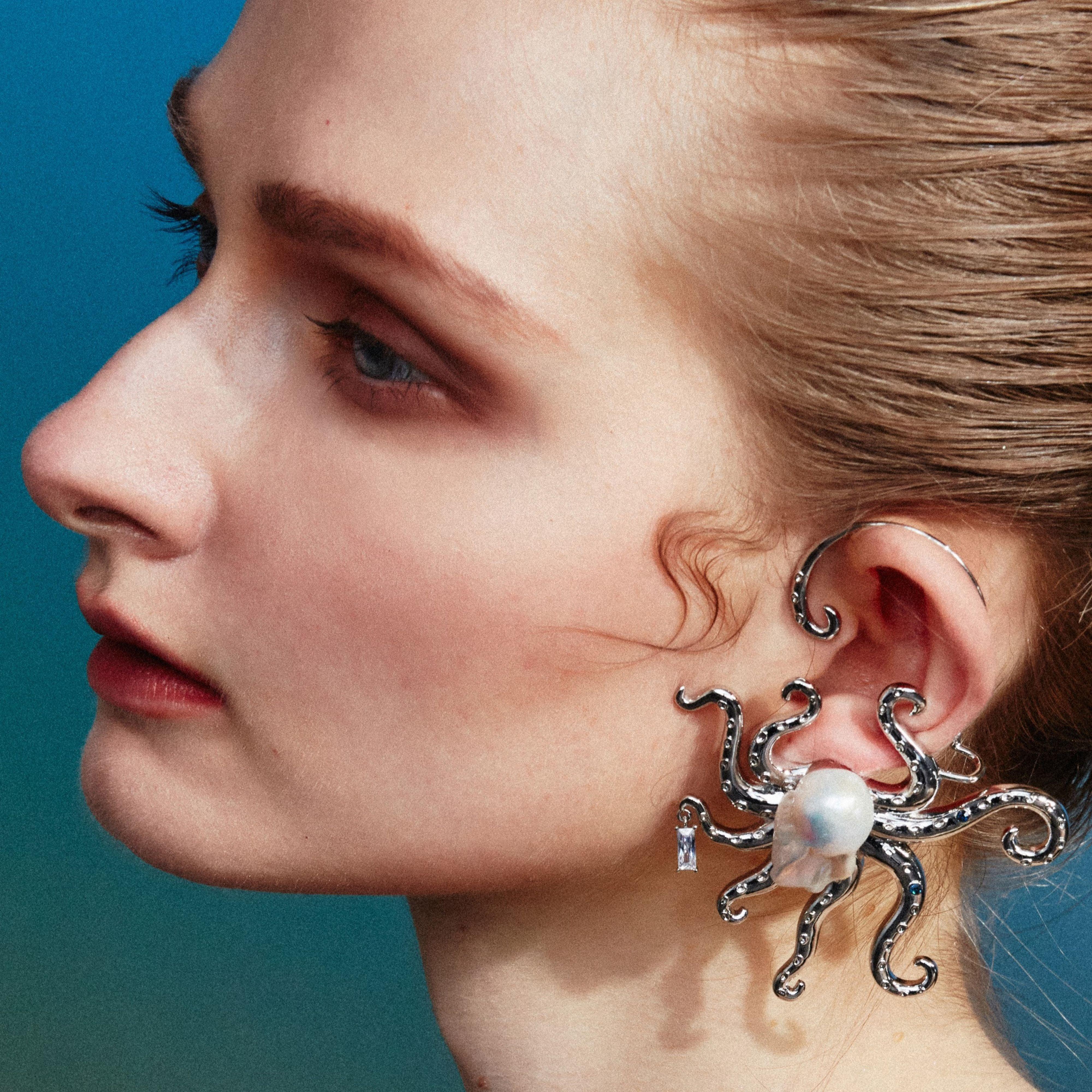 Octopus Baroque Pearl Ear Cuff - Uniqvibe