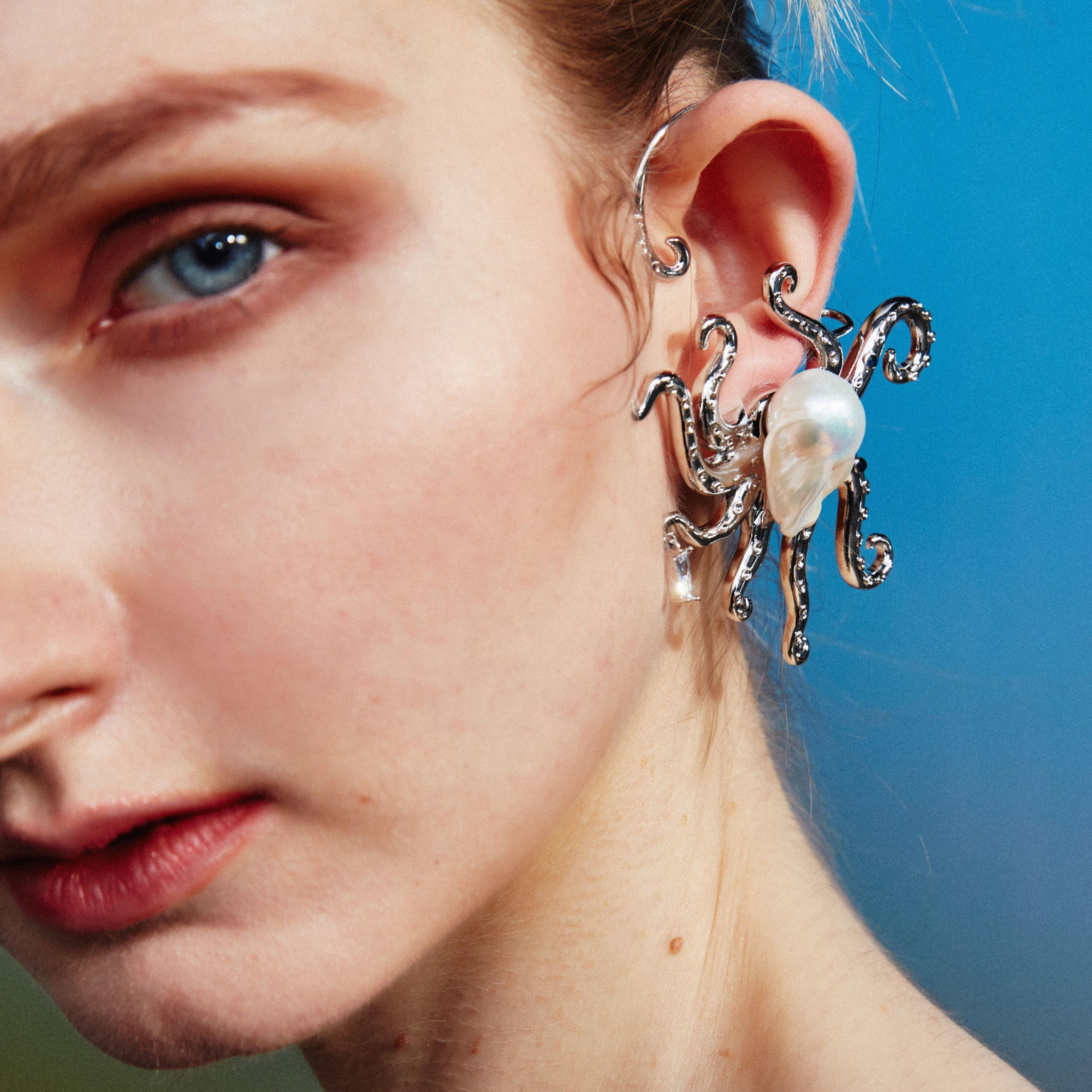 Octopus Baroque Pearl Ear Cuff - Uniqvibe