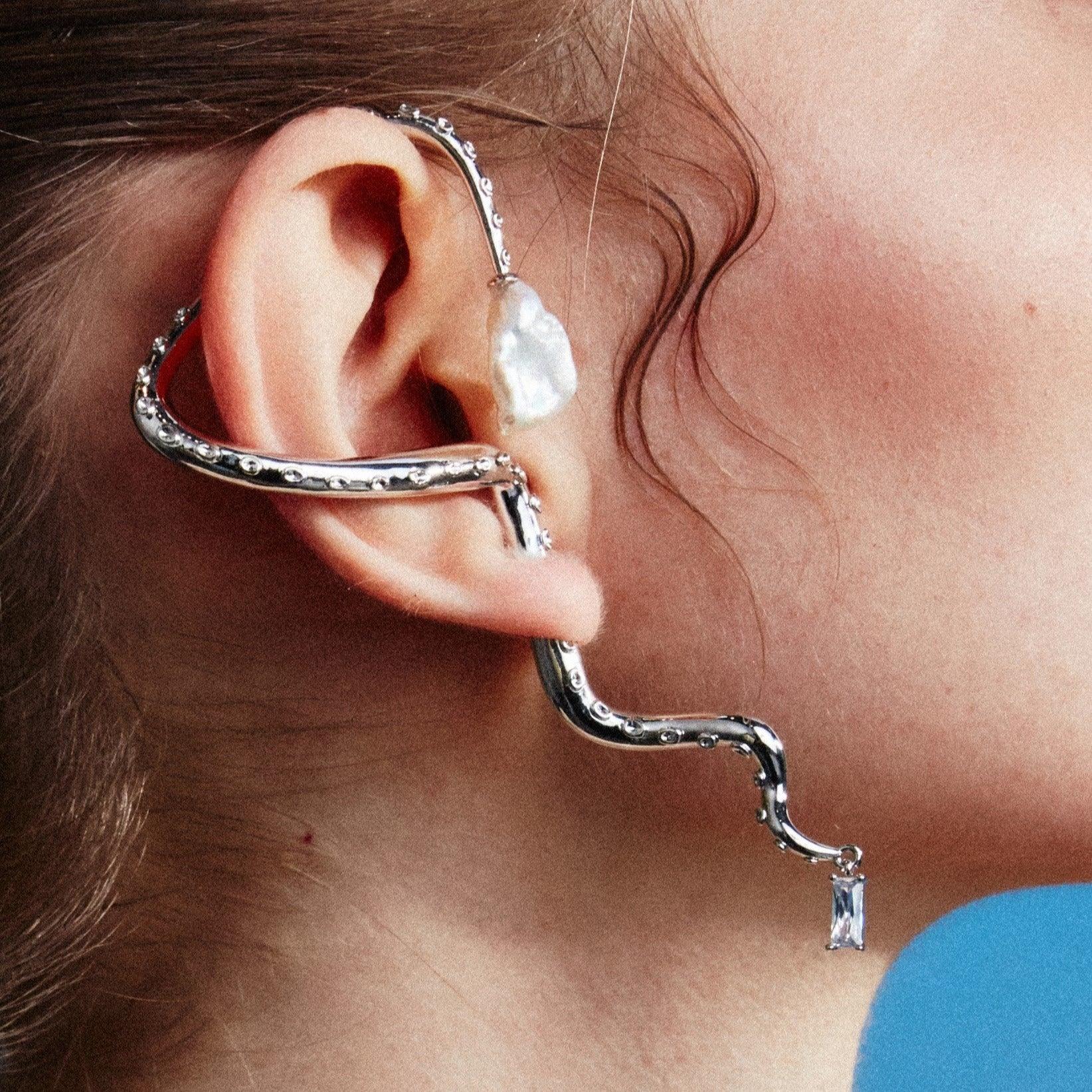 Octopus Leg Natural Baroque Pearl Earring - Uniqvibe