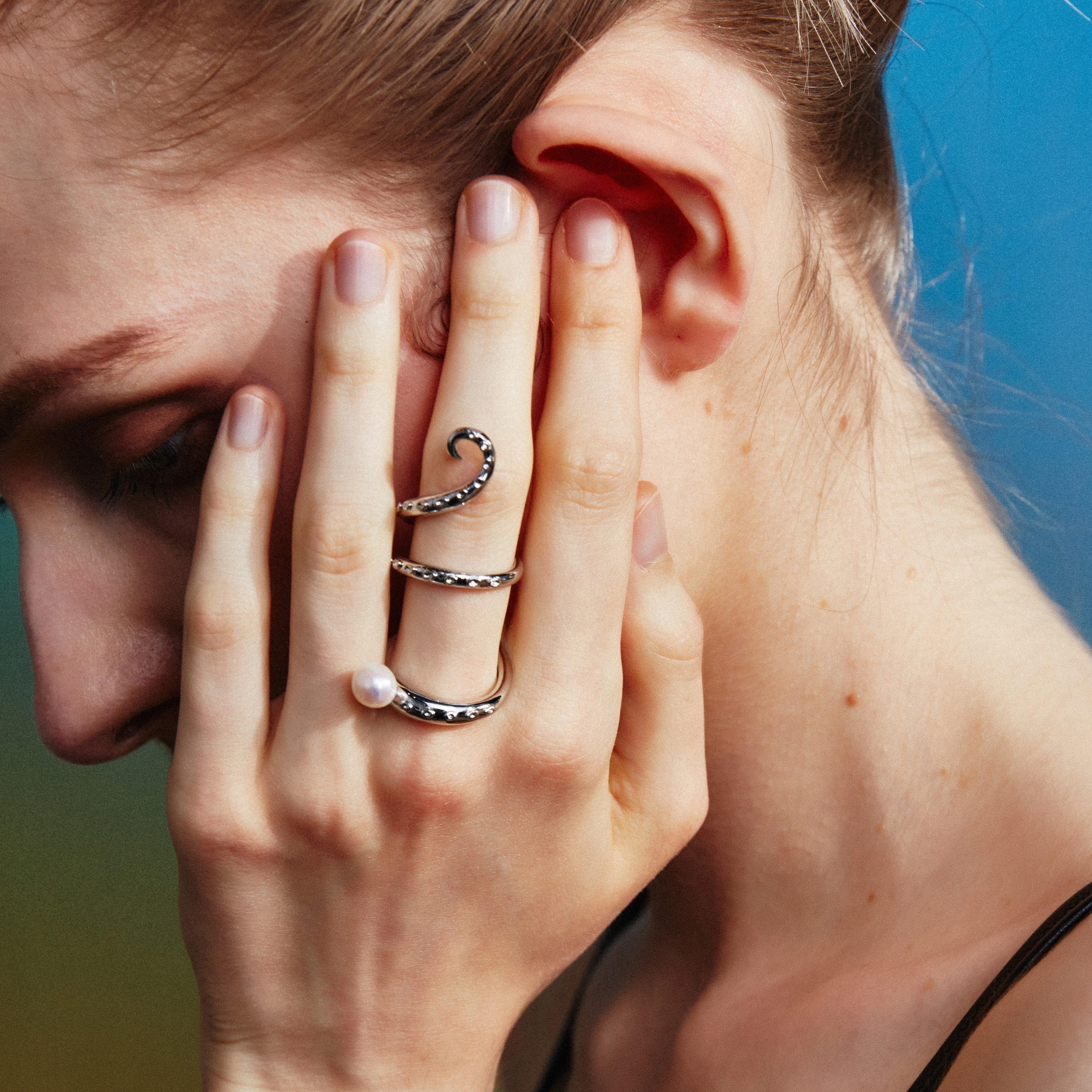 Octopus Leg Natural Baroque Pearl Ring - Uniqvibe