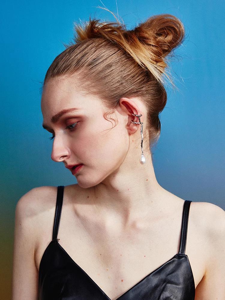 Octopus Tentacles Natural Baroque Pearls Ear Cuff - Uniqvibe