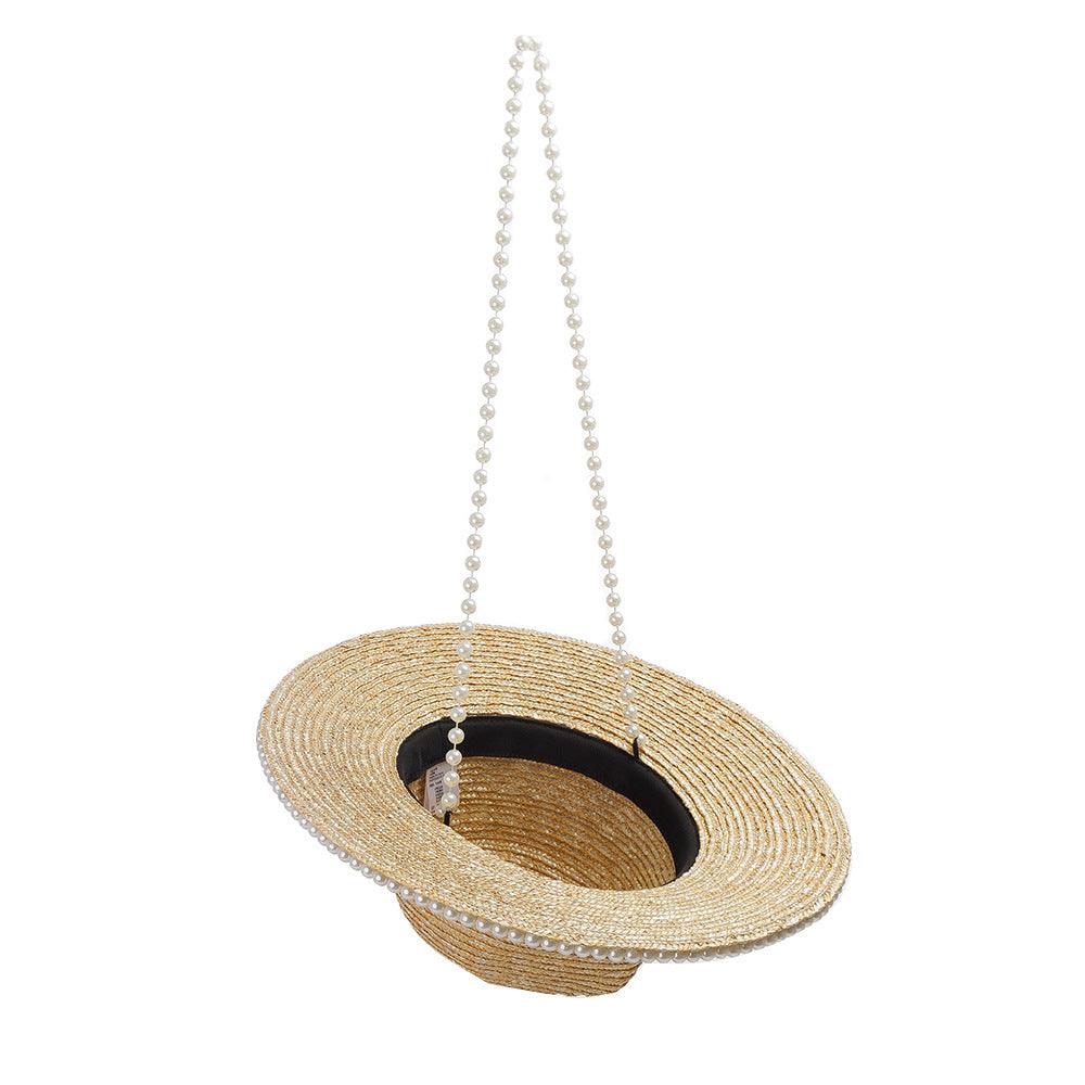 Pearl Flat Wide Brim Straw Beach Hat - Uniqvibe