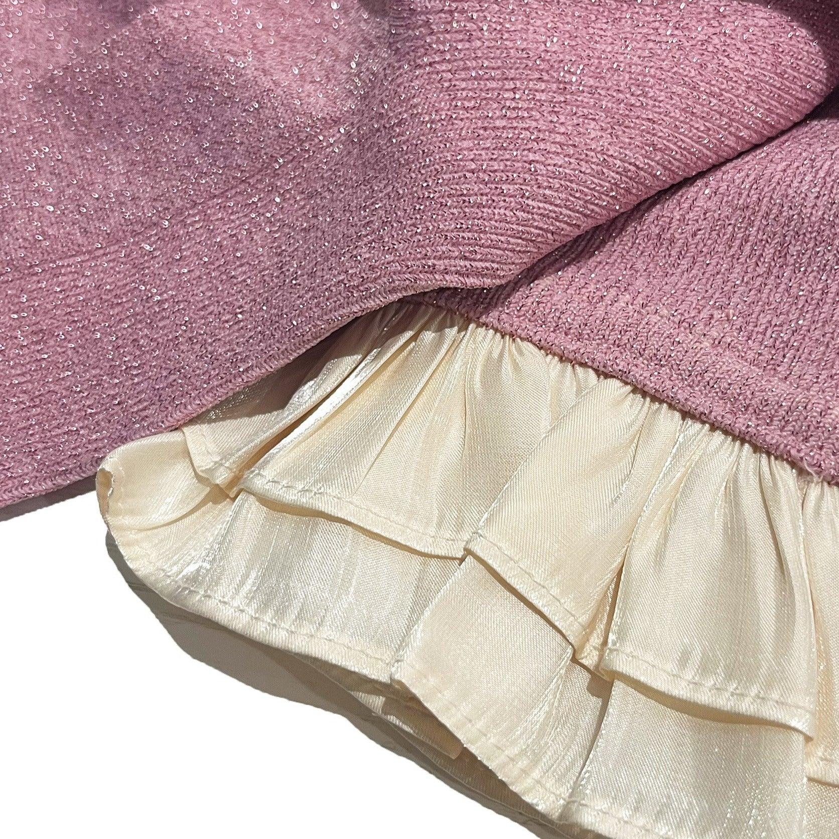 Pink Satin Ruffled Lace Cotton Socks Black/Grey - Uniqvibe