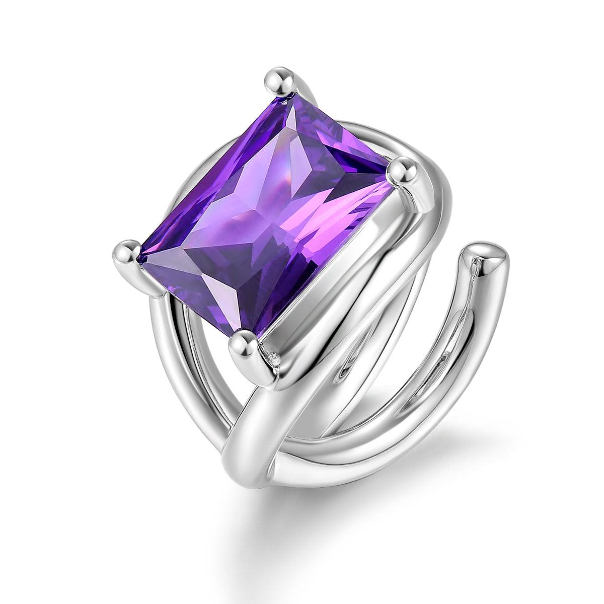 Purple Cube Diamond Wrap Open Ring - Uniqvibe