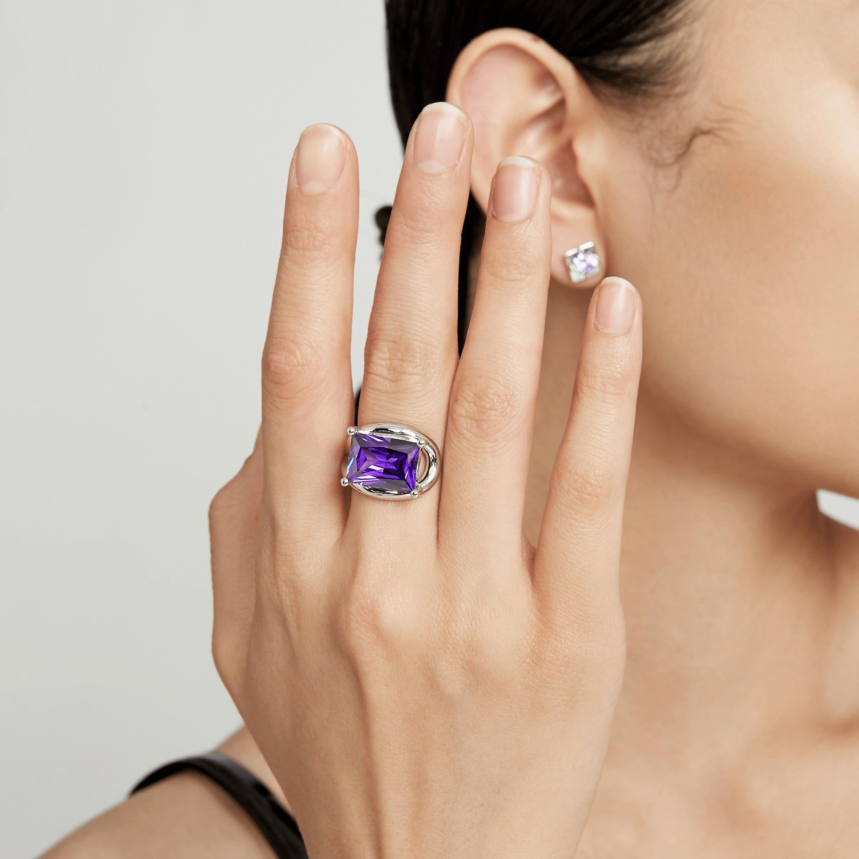 Purple Cube Diamond Wrap Open Ring - Uniqvibe