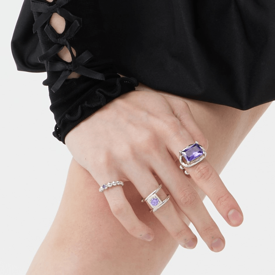 Purple Cube Diamond Wrap Open Ring - Uniqvibe