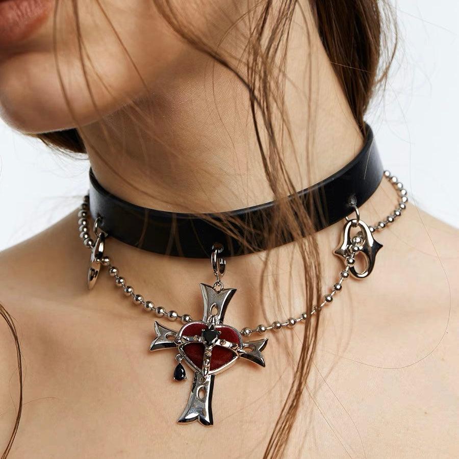 Rock Velvet Rivet Metal Belt Choker/Necklace - Uniqvibe