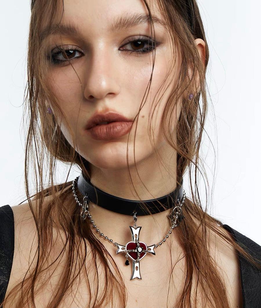 Rock Velvet Rivet Metal Belt Choker/Necklace - Uniqvibe