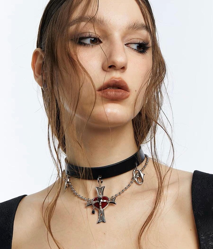 Rock Velvet Rivet Metal Belt Choker/Necklace - Uniqvibe