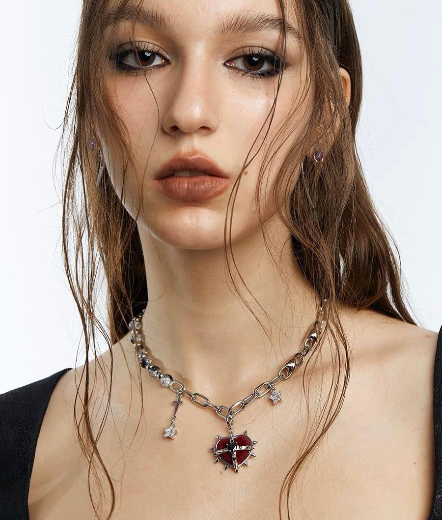 Rock Velvet Rivet Metal Heart Necklace/Waist chain - Uniqvibe