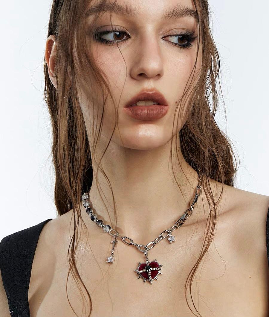 Rock Velvet Rivet Metal Heart Necklace/Waist chain - Uniqvibe