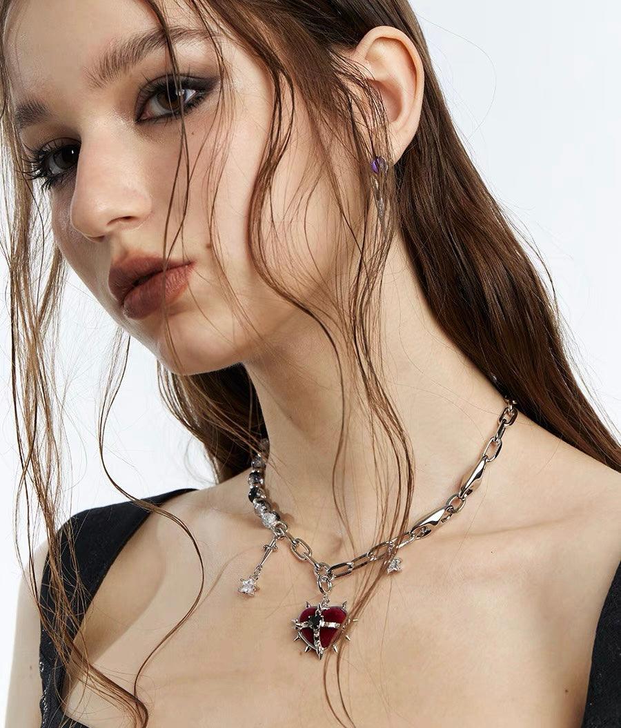Rock Velvet Rivet Metal Heart Necklace/Waist chain - Uniqvibe
