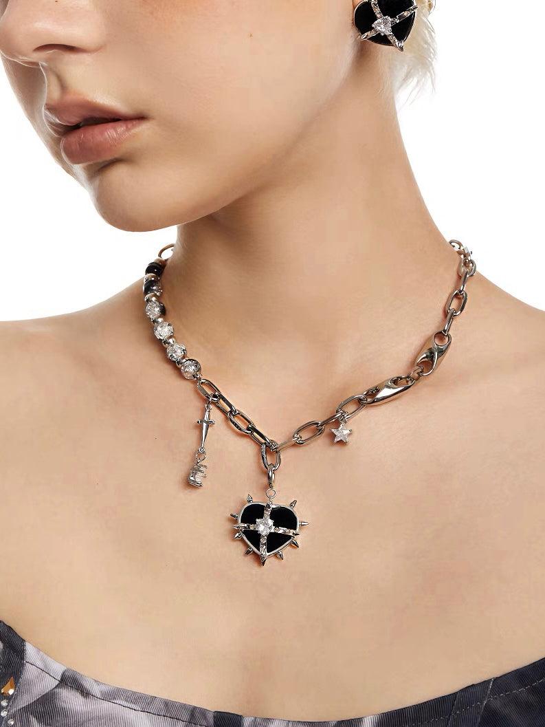 Rock Velvet Rivet Metal Heart Necklace/Waist chain - Uniqvibe