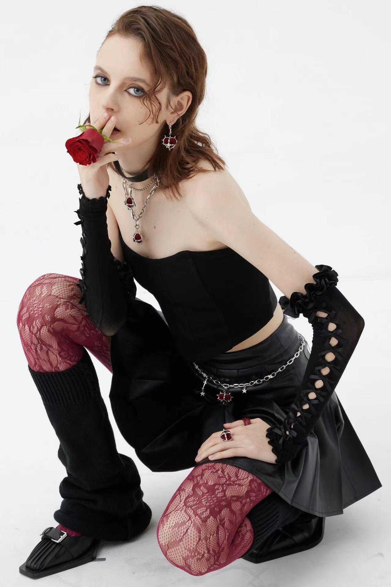 Rock Velvet Rivet Metal Heart Open Ring - Uniqvibe