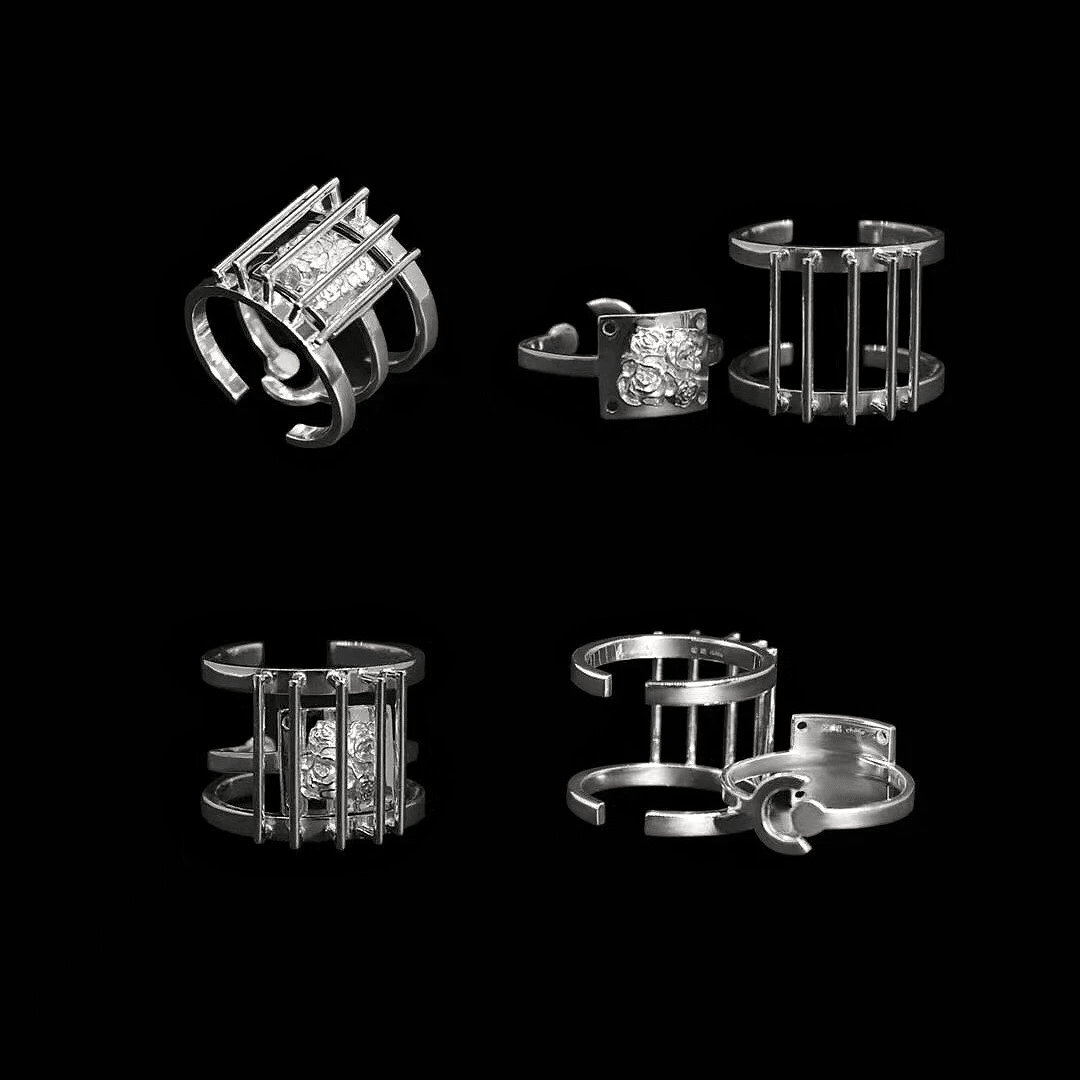 Roses In The Cage Silver Sterling Silver Ring - Uniqvibe