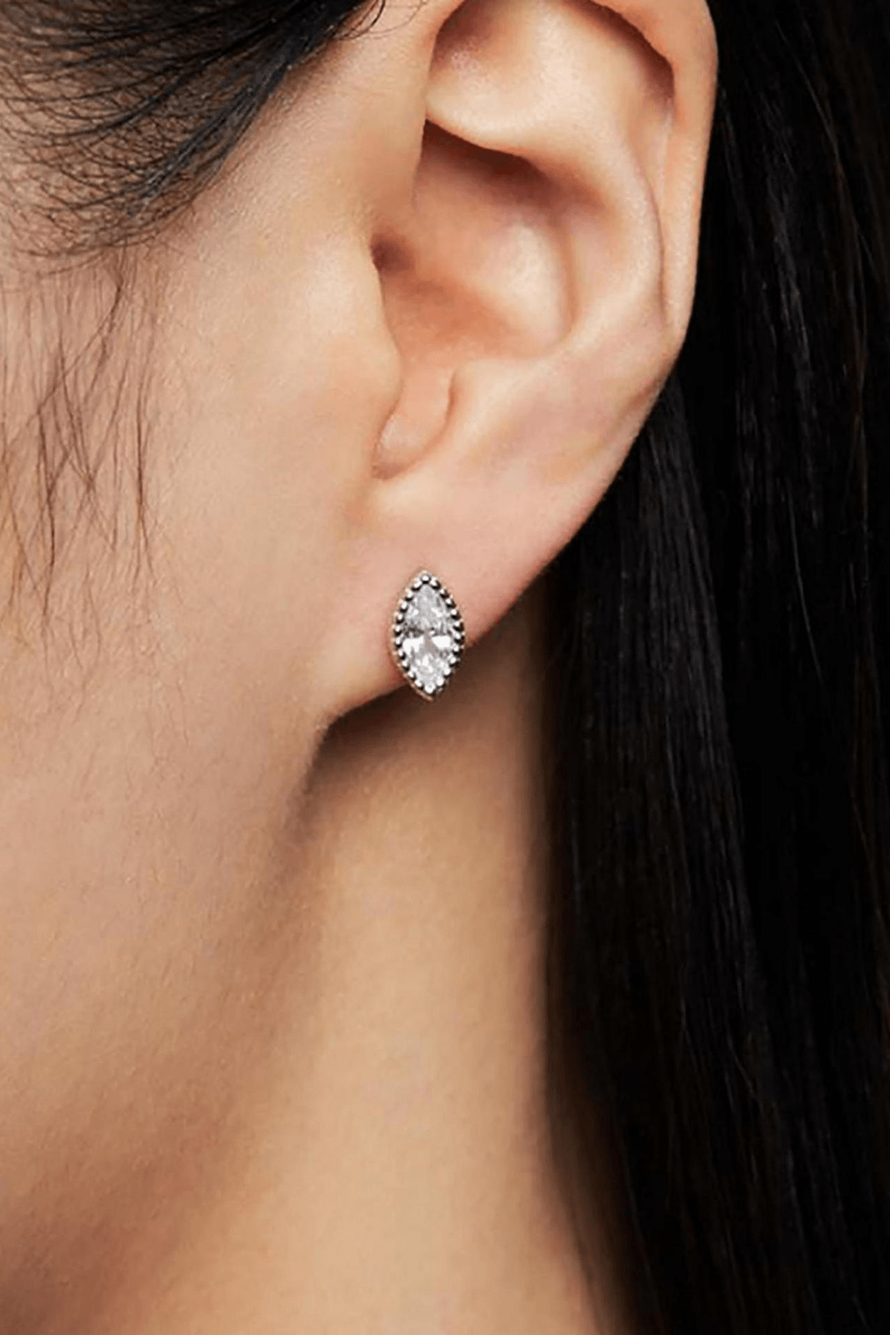 Simple Crystal Eye Sterling Silver Earrings - Uniqvibe
