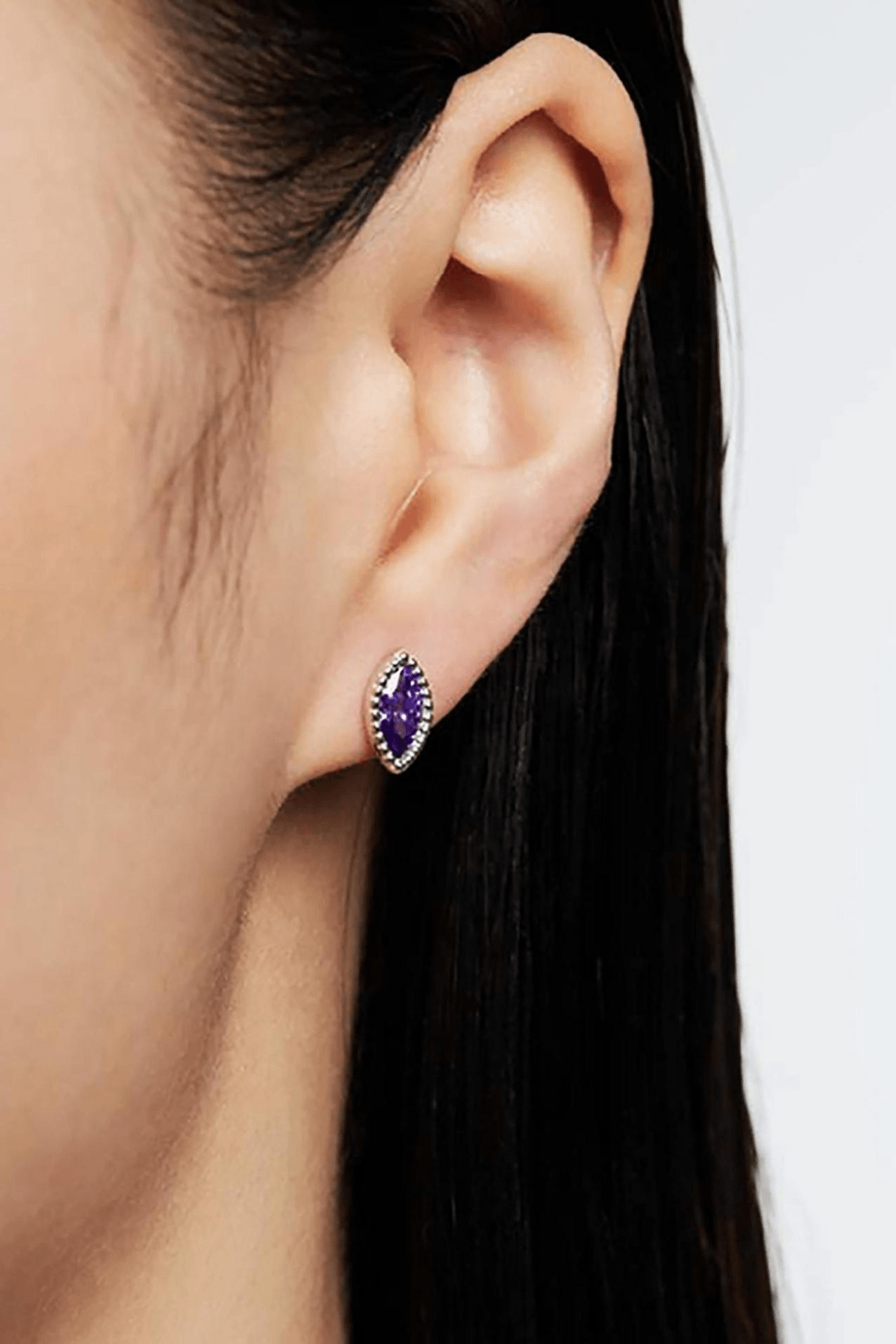 Simple Crystal Eye Sterling Silver Earrings - Uniqvibe