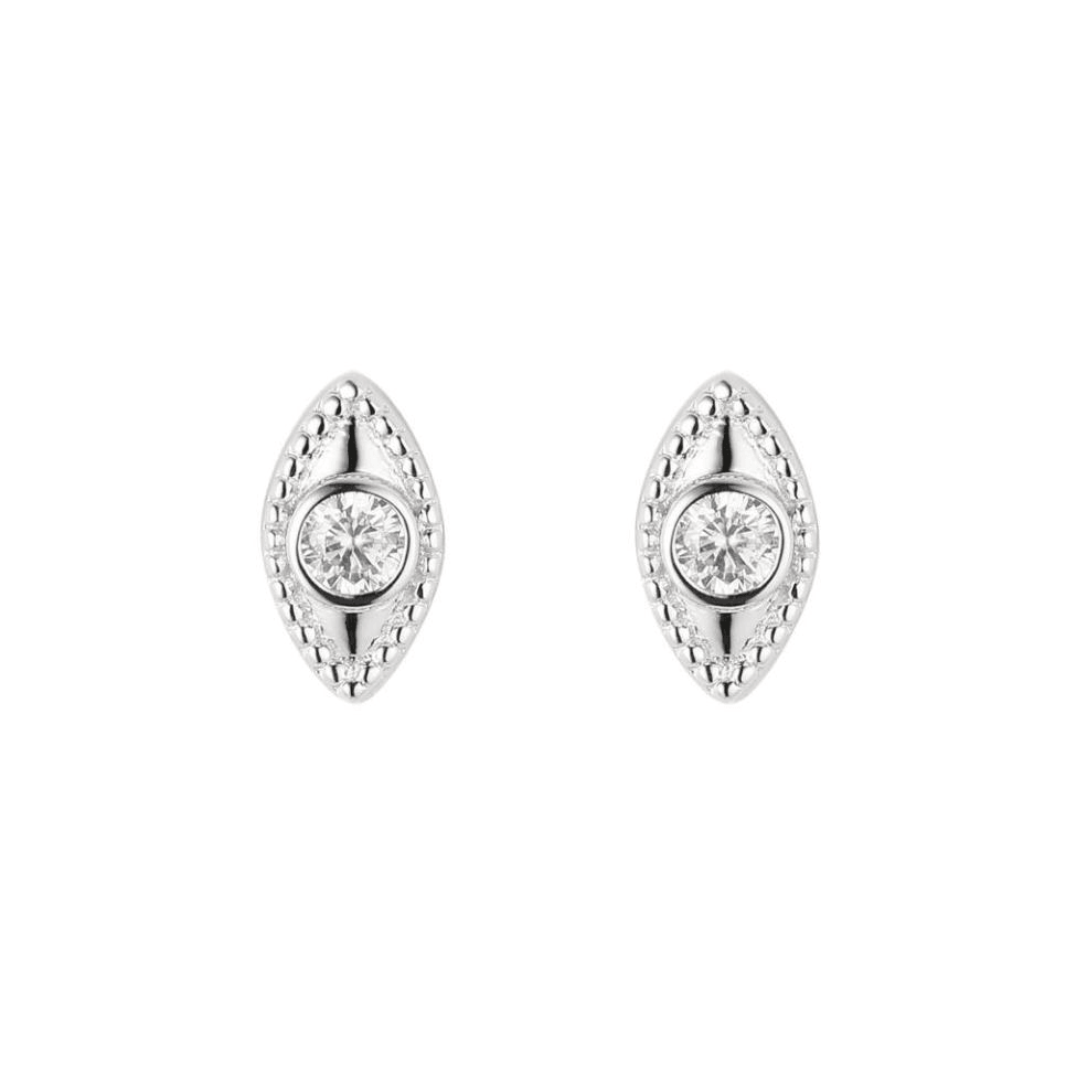 Small Crystal Eye Sterling Silver Earrings - Uniqvibe