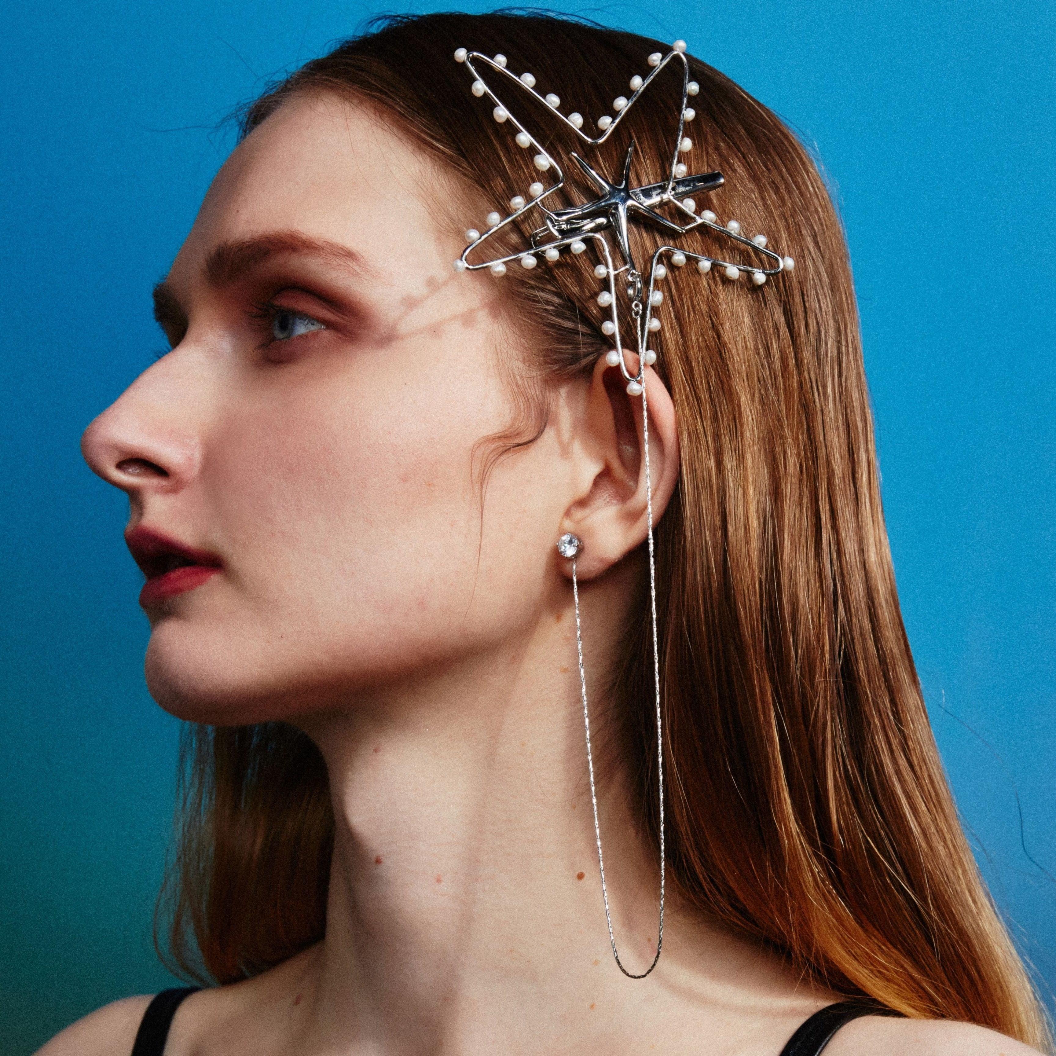 Starfish Baroque Pearl Hair Cuff - Uniqvibe