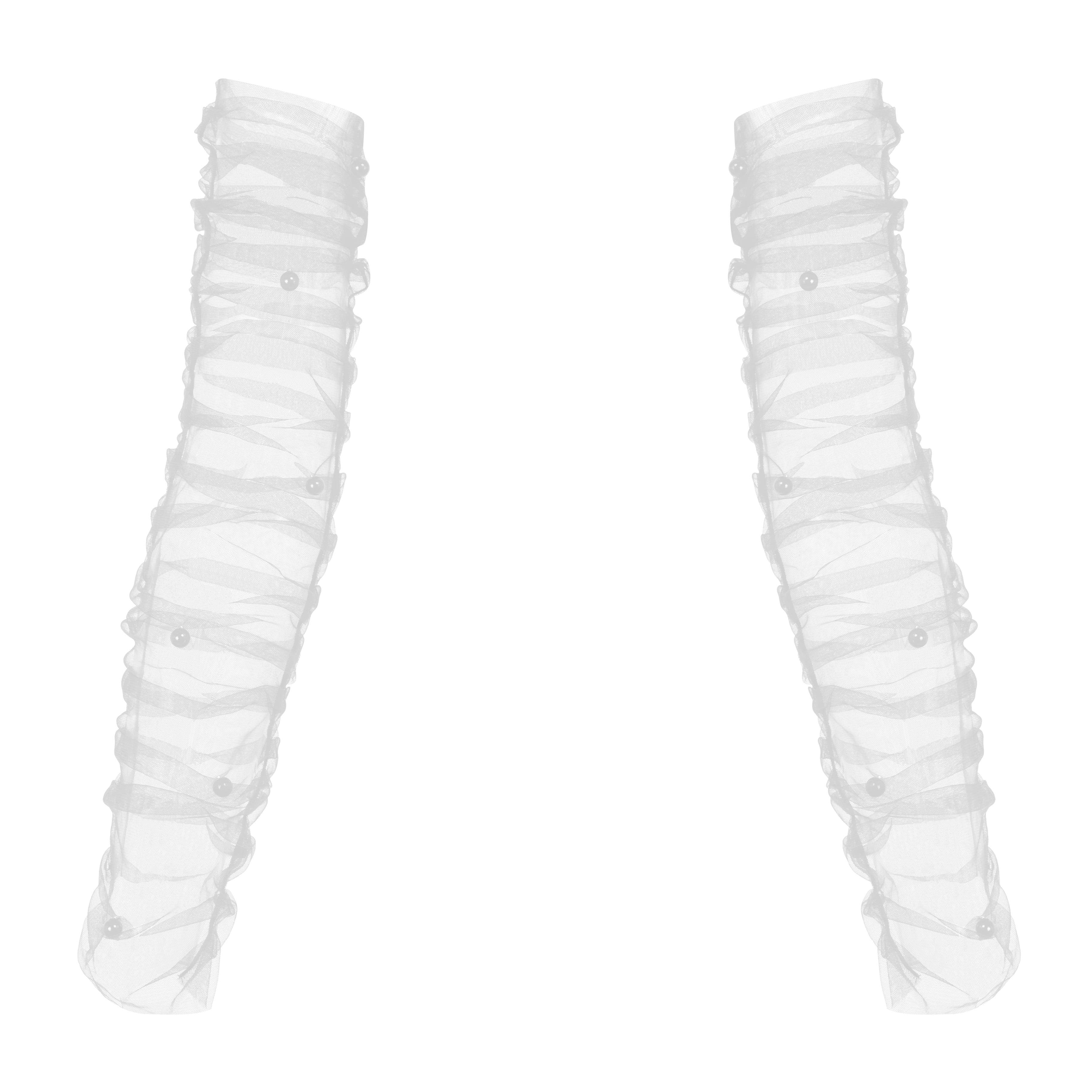 White Pearl Pleated Tulle Sleeves - Uniqvibe