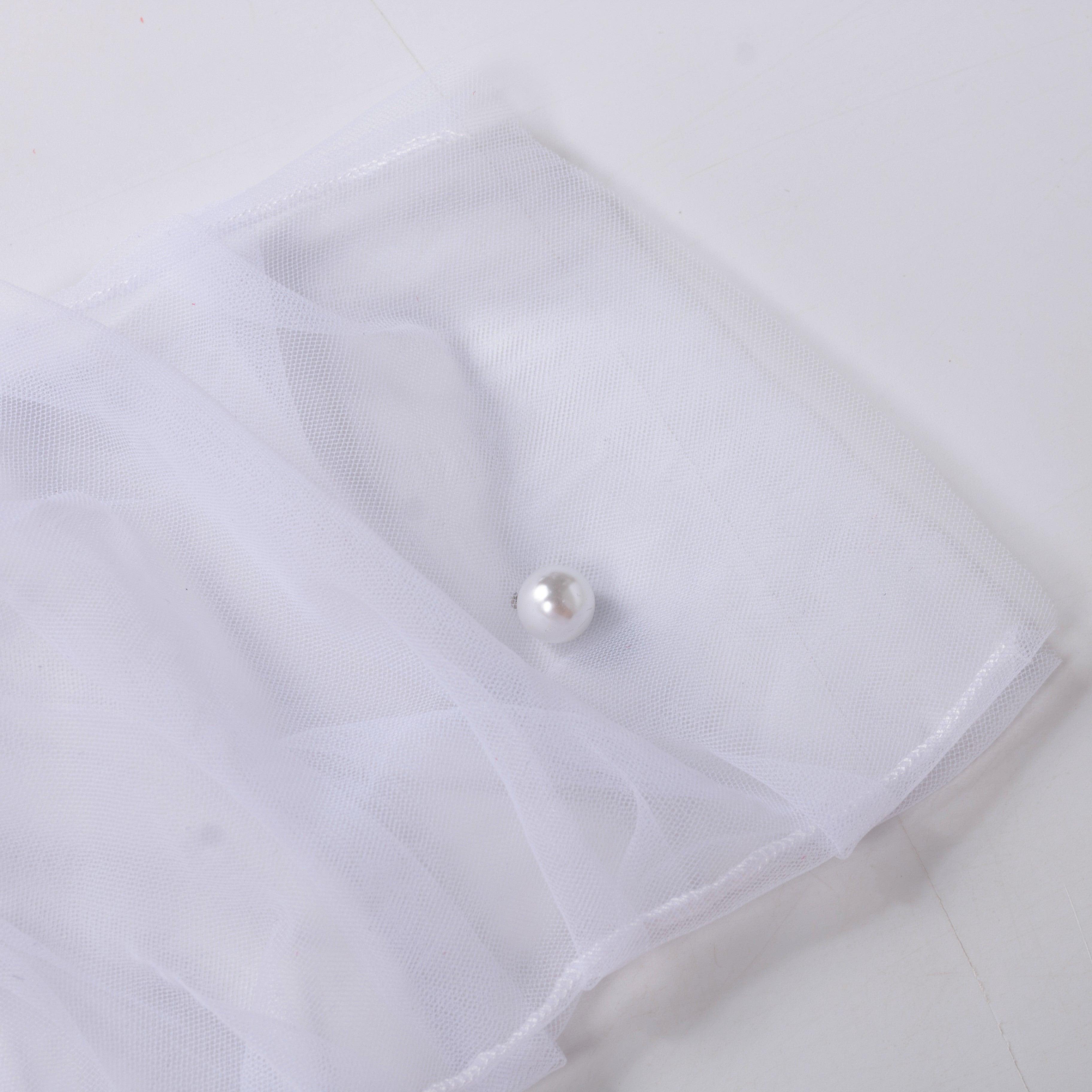 White Pearl Pleated Tulle Sleeves - Uniqvibe