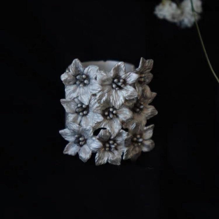 White Sterling Silver Blossom Ring - Uniqvibe