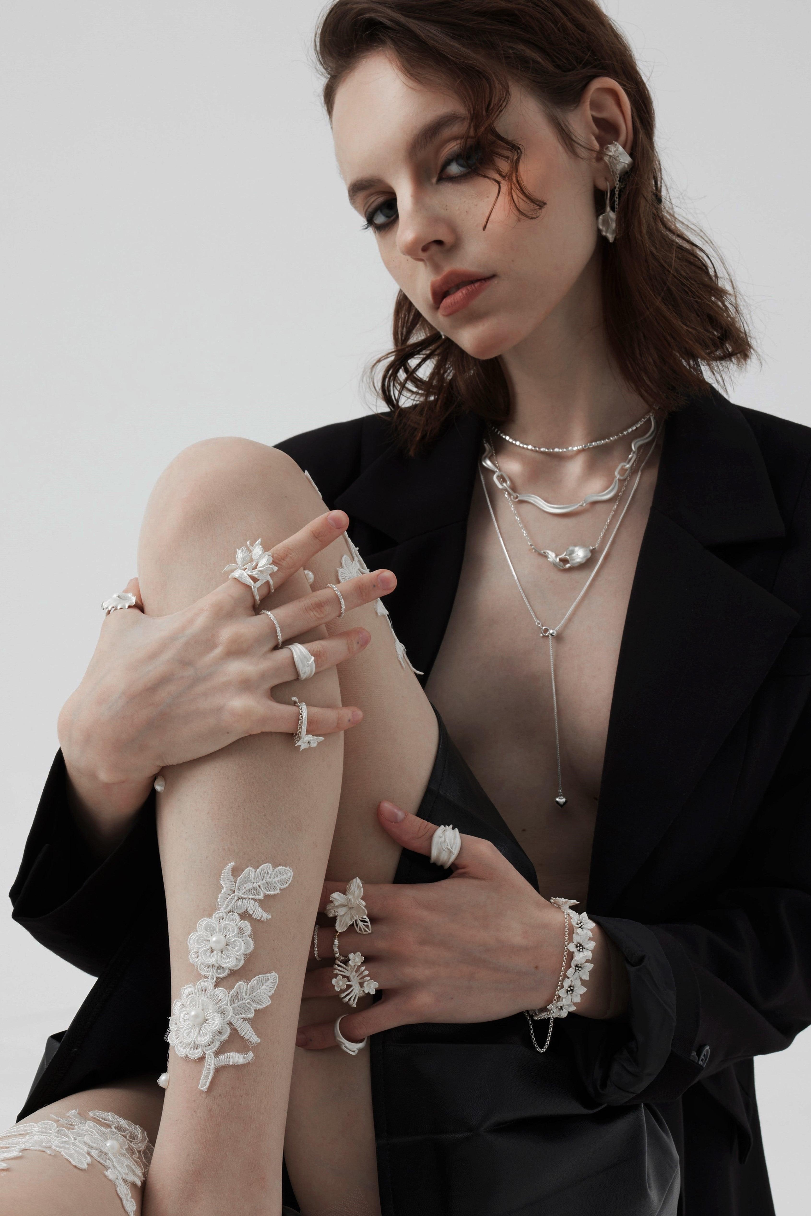 White Sterling Silver Floral Lace Ring - Uniqvibe