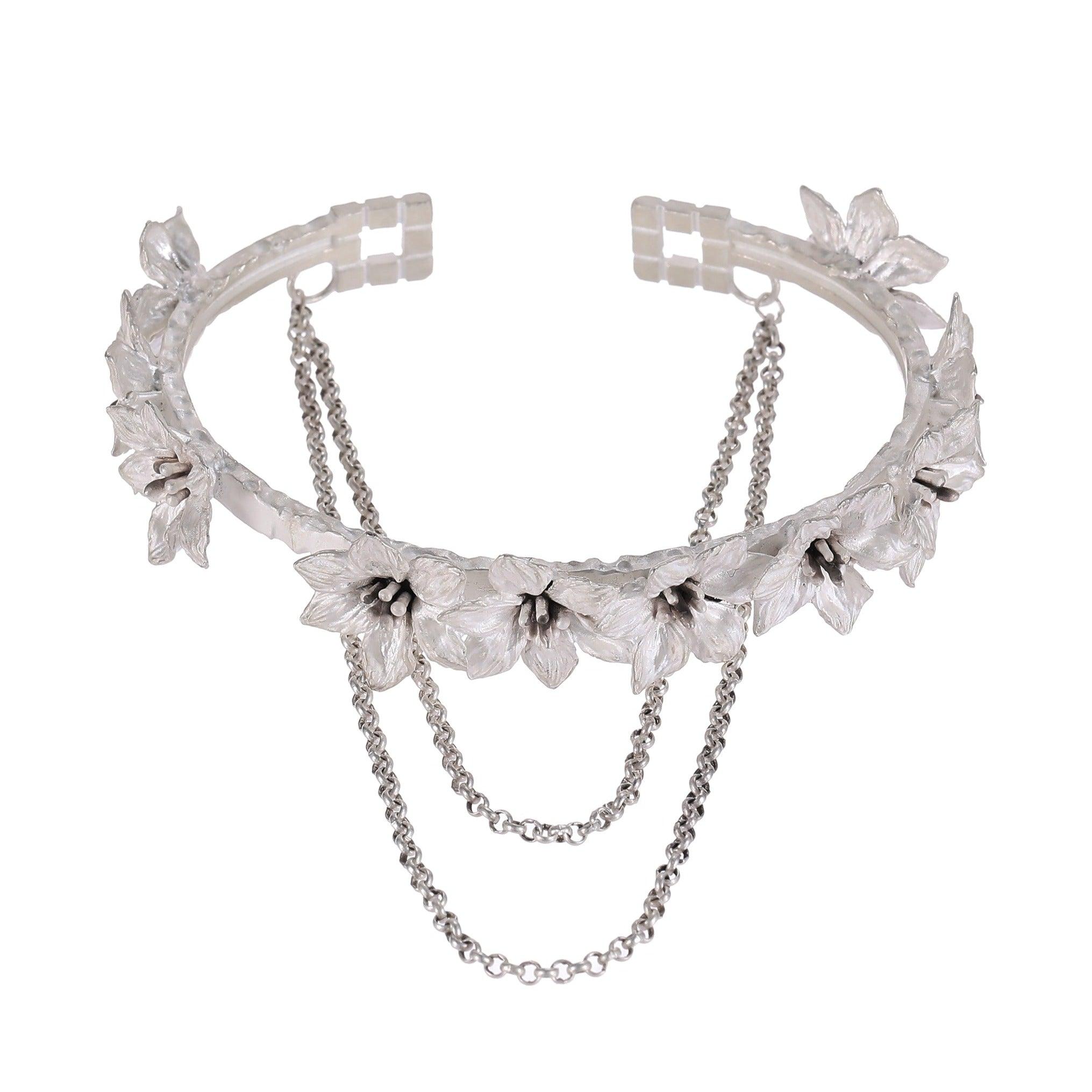 White Sterling Silver Spring Flower Bracelet - Uniqvibe