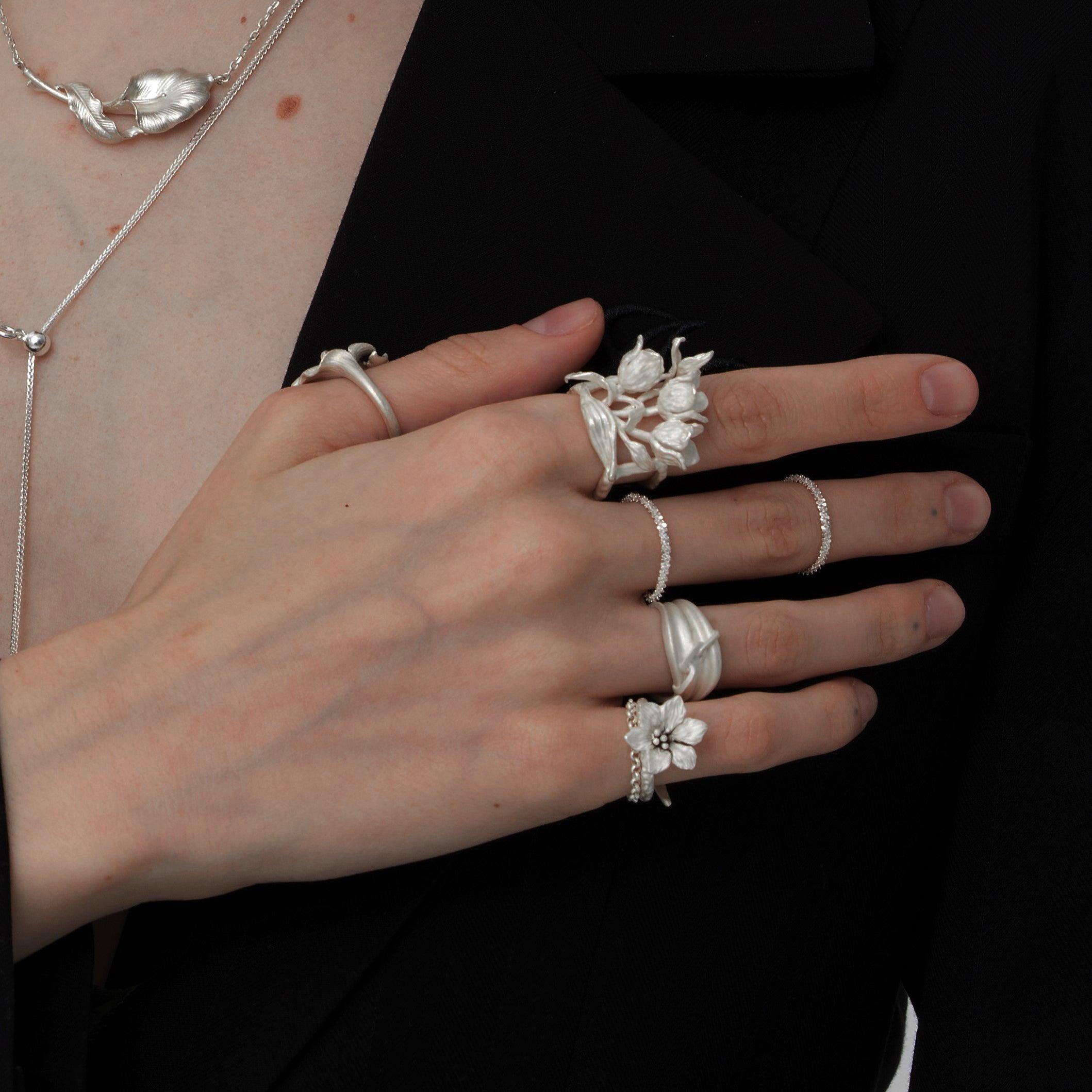 White Sterling Silver Spring Flower Ring - Uniqvibe