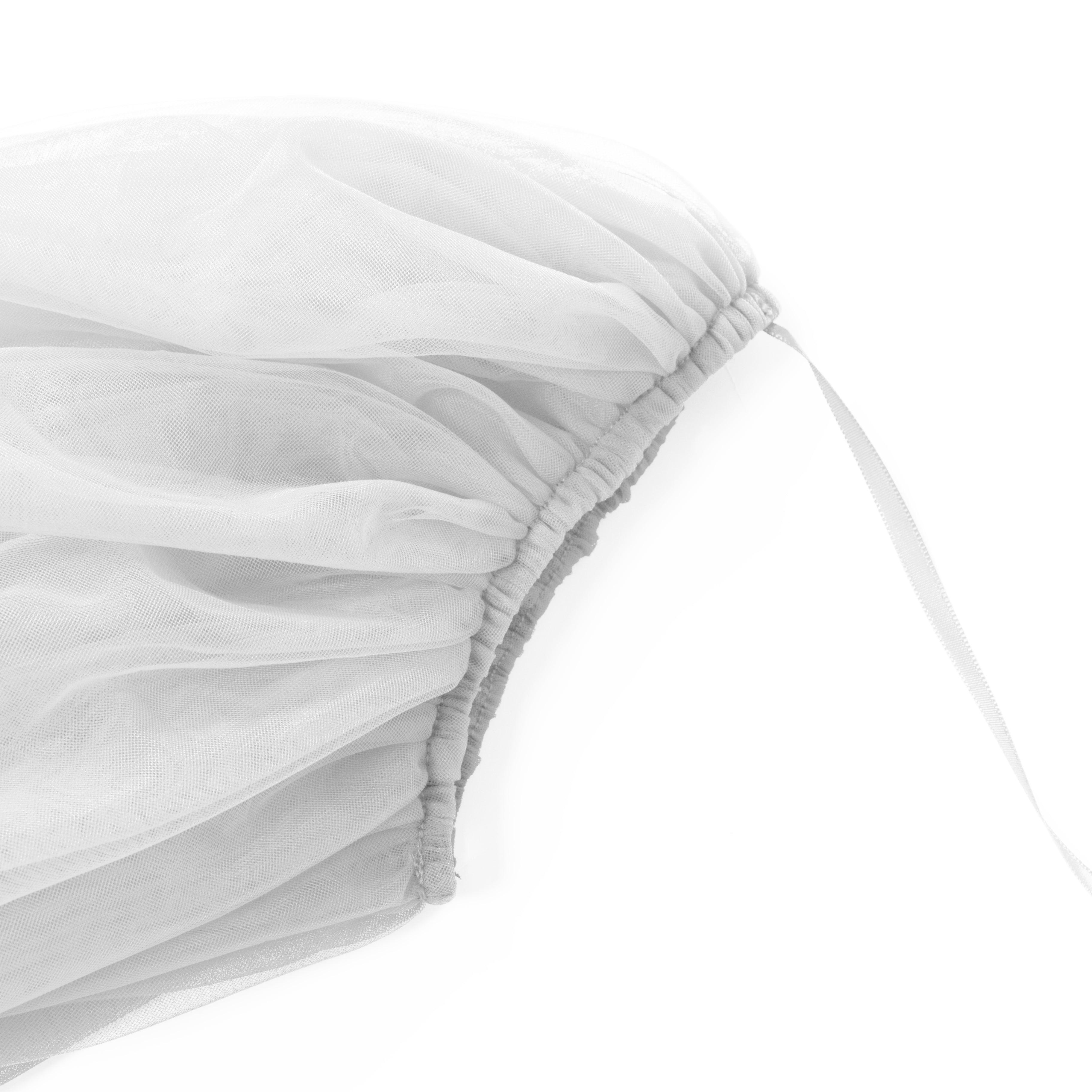 White Stretch Section Double Tulle Puff Sleeves - Uniqvibe