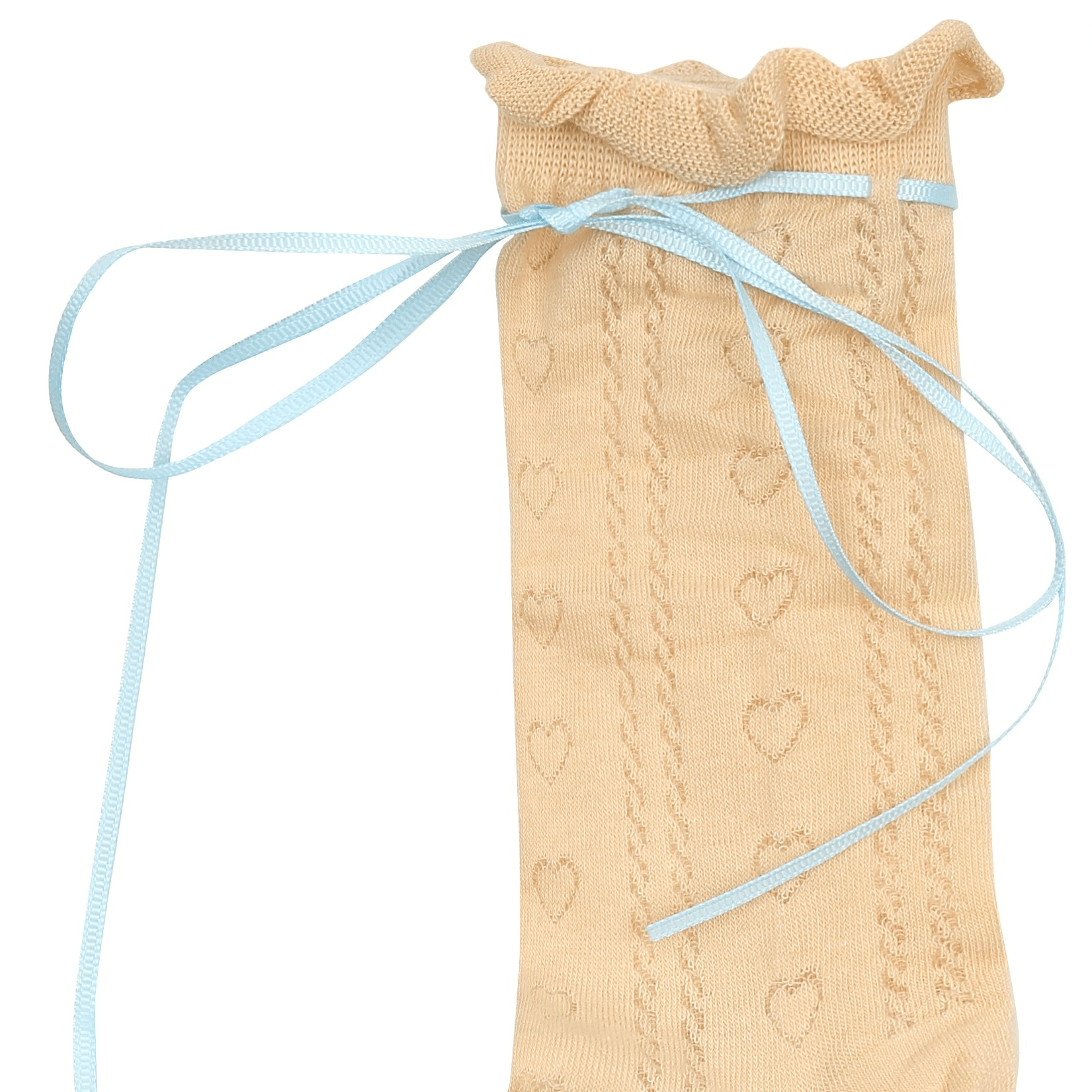 Yellow Heart Pattern Blue Tie Ballet Stretch Socks - Uniqvibe