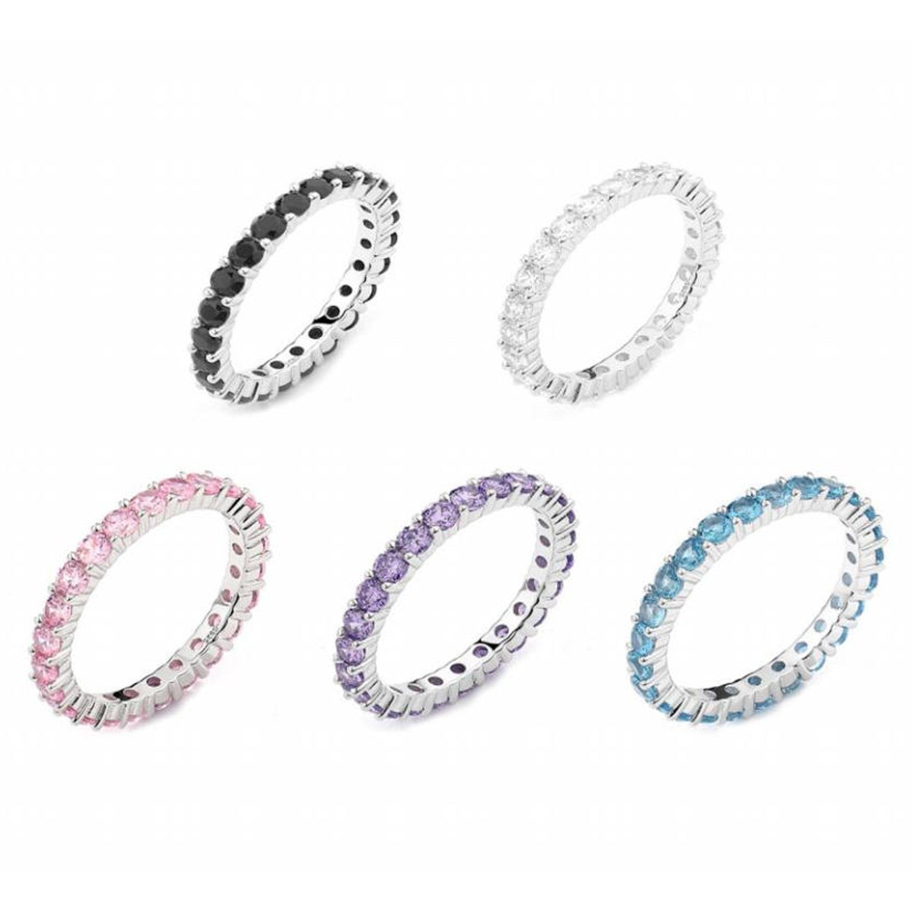 Zircon Sterling Silver Thin Circle Ring - Uniqvibe