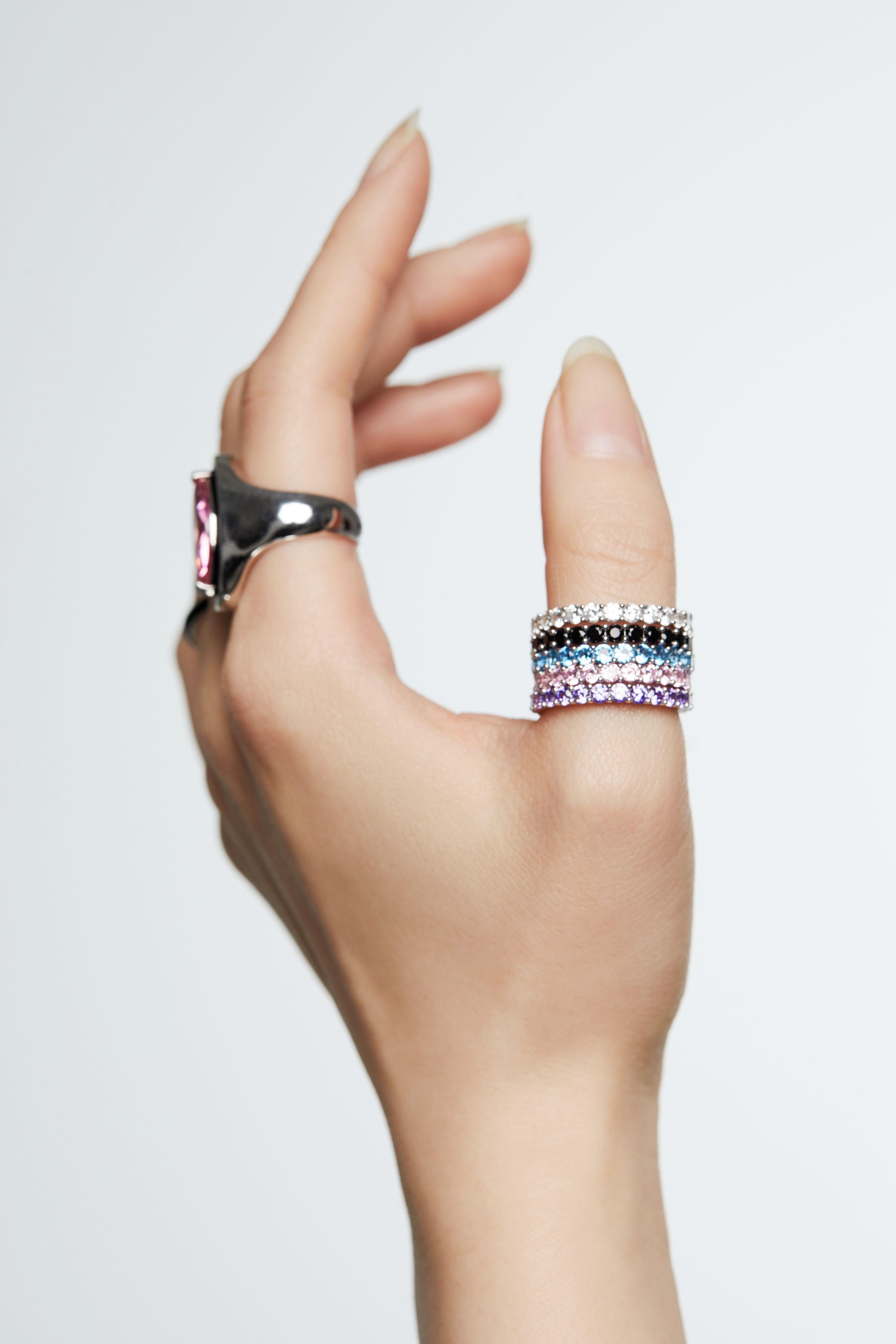 Zircon Sterling Silver Thin Circle Ring - Uniqvibe