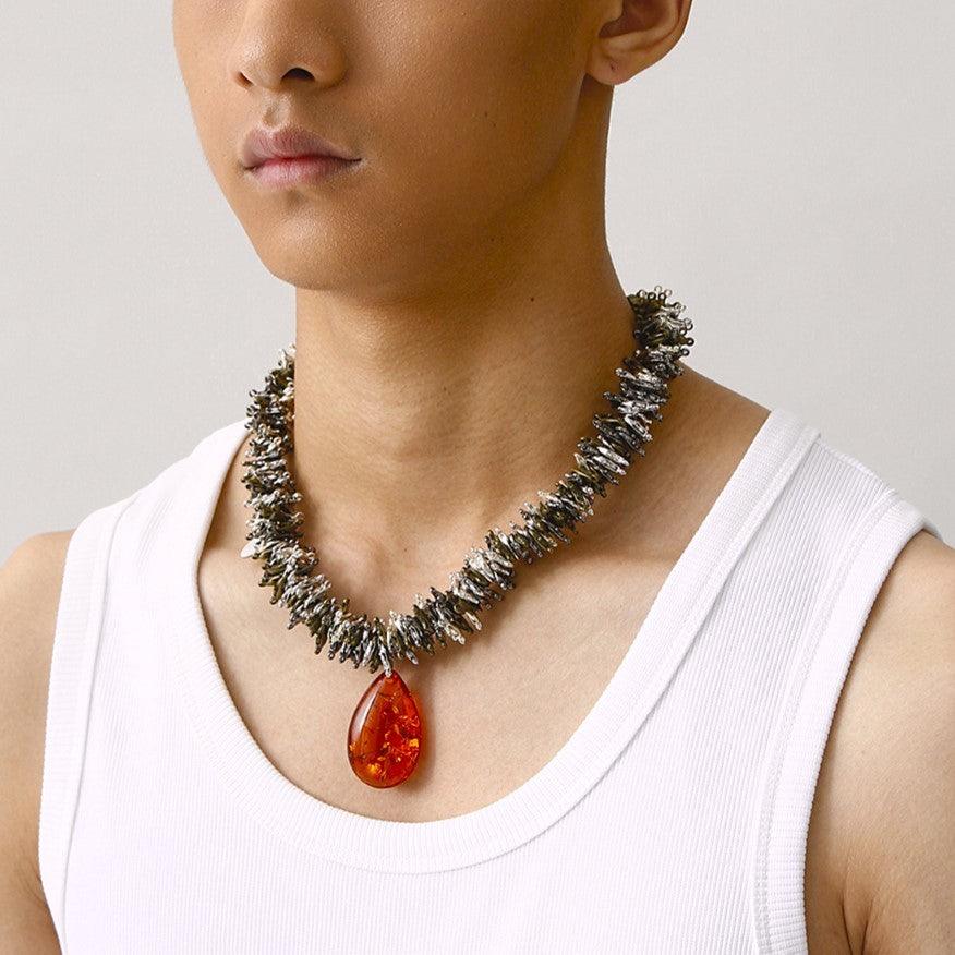 Artificial Amber Pendant Necklace - Uniqvibe