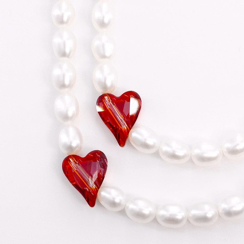Austrian Heart Crystal Natural Pearl Necklace - Uniqvibe