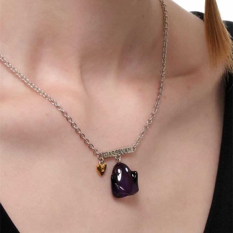 Black Enamel Ghost Necklace - Uniqvibe