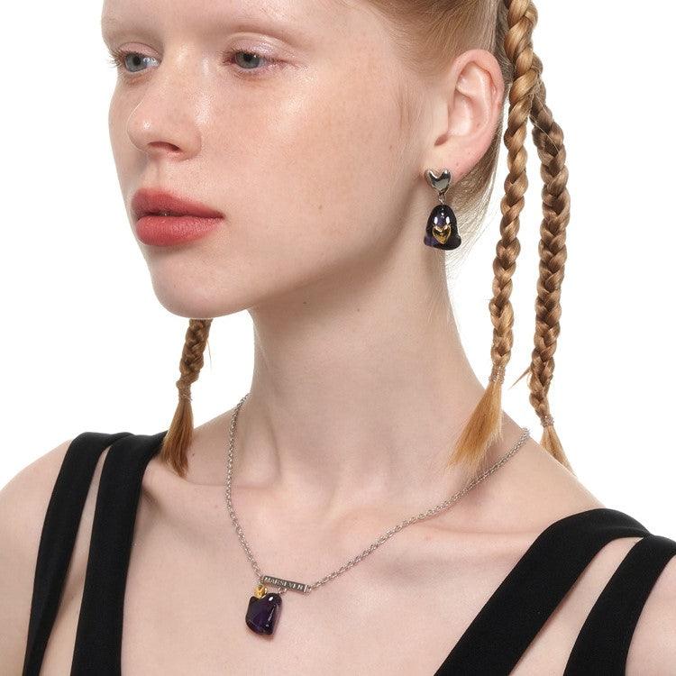 Black Enamel Ghost Necklace - Uniqvibe