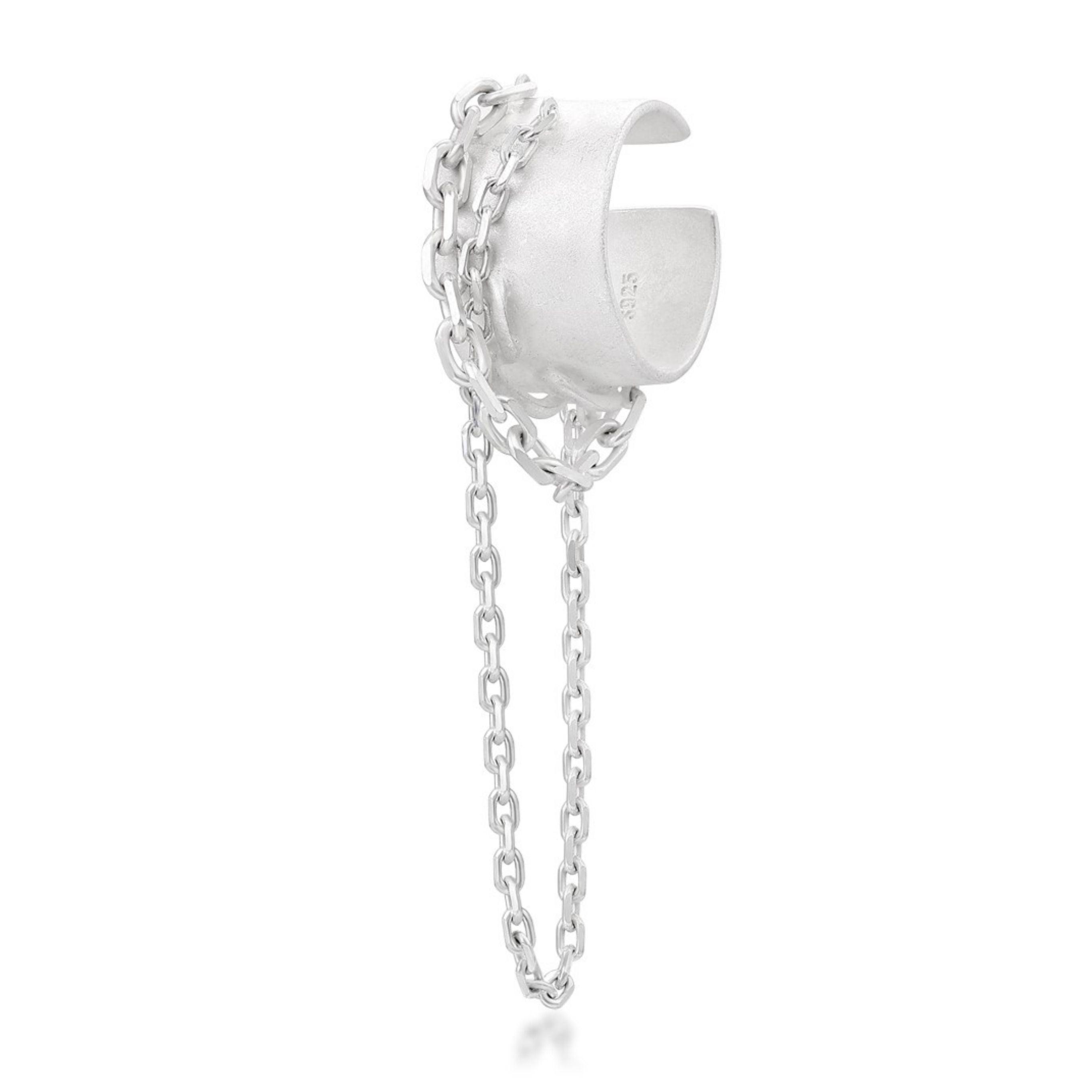 Chained Dune Sterling Silver Ear Cuff - Uniqvibe