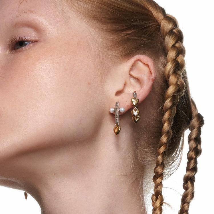 Cross Golden Heart Earrings - Uniqvibe